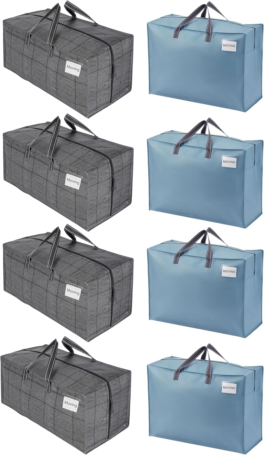 VENO 8 Pack Heavy-Duty Moving Bags (4 with Backpack Straps, 4 with Cross-stitched Handles)