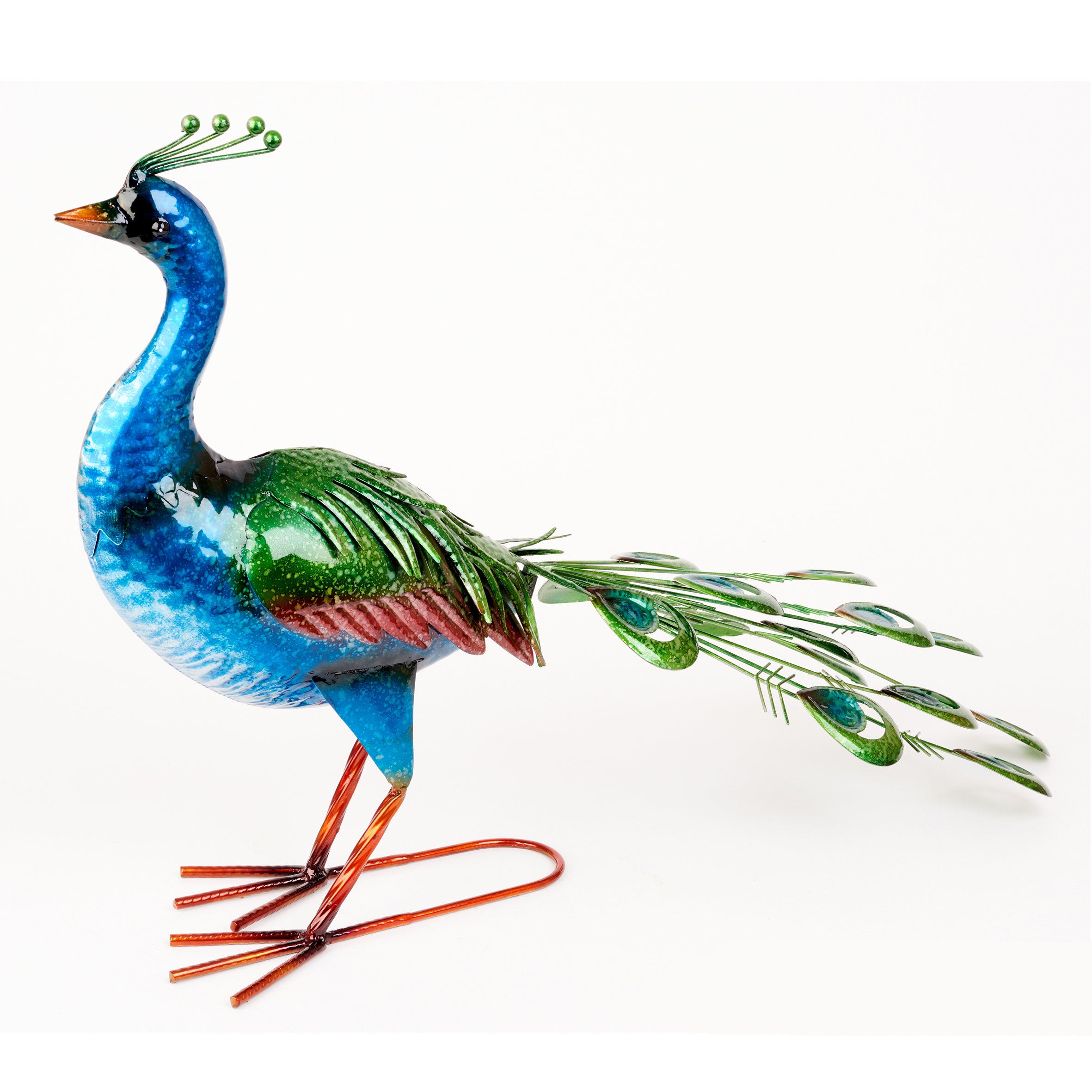 Vibrant Peacock garden metal ornament