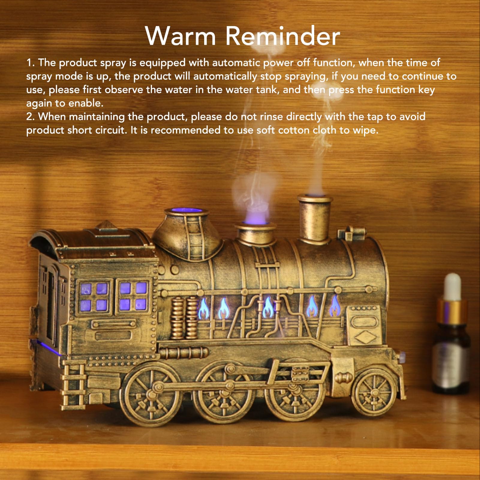 Zug Luftbefeuchter Diffusor Ätherisches Öl Diffusor mit Nachtlicht Doppelausgänge Duft Cool Mist Diffusor für Schlafzimmer Büro Desktop