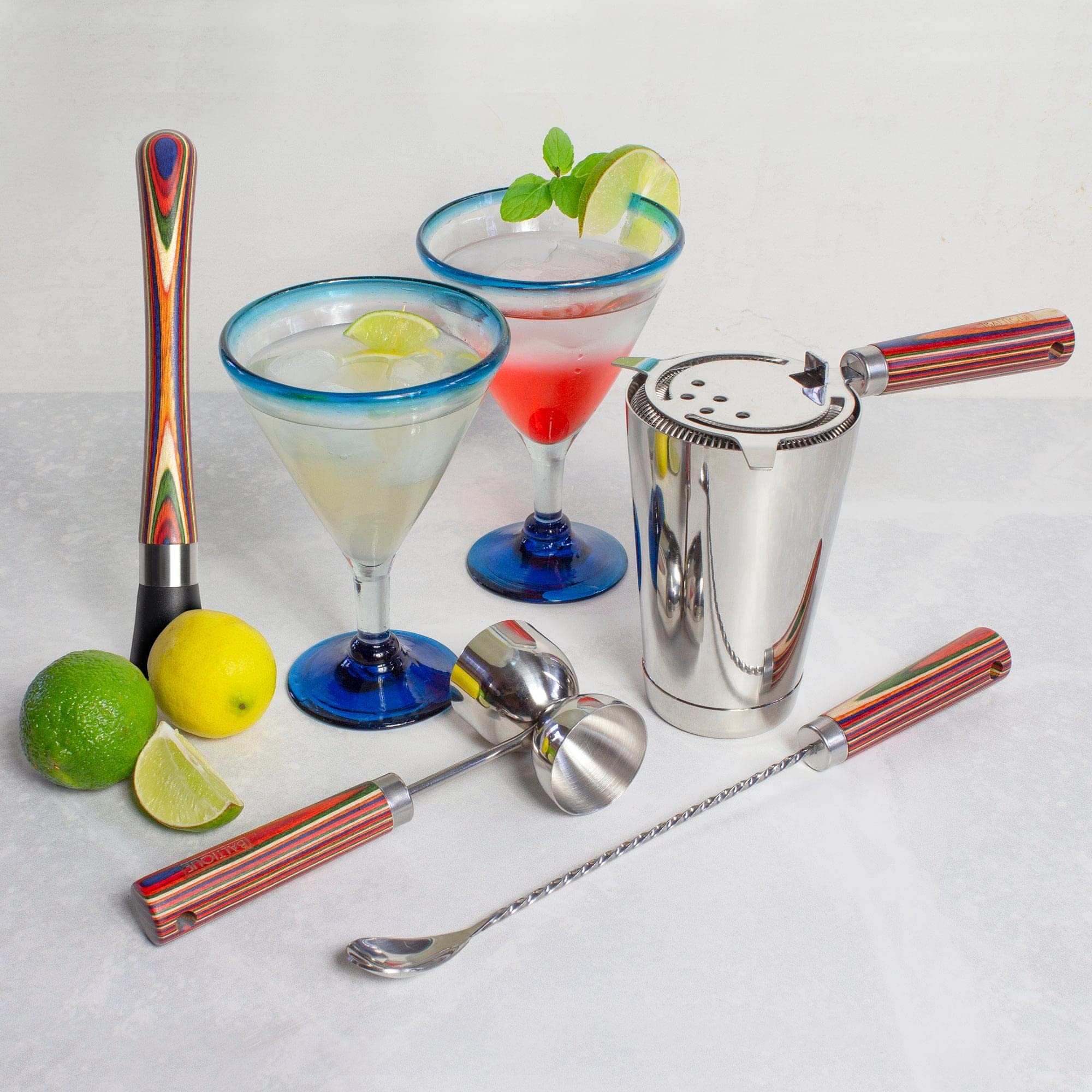 Baltique Marrakesh - Kit de barman de 4 piezas, juego de regalo de barman con herramientas esenciales de bar, incluye mortero, medidor de doble cara, colador de cóctel Hawthorne y cuchara de bar