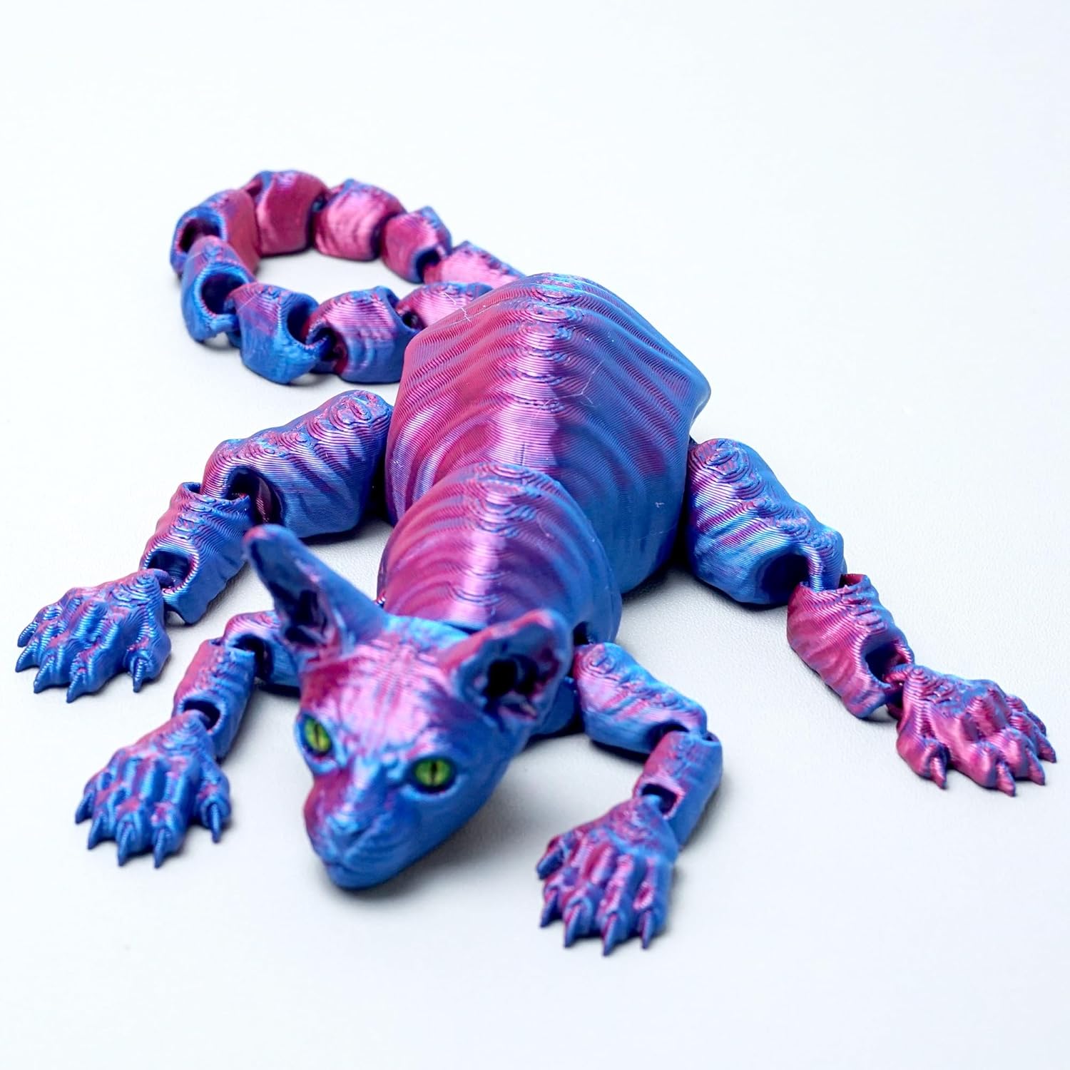 3D Printed Bald Cat Model,Flexible Realistic Articulated Animal Fidget Toys,Mystery Figurines Gifts for Easter,Executive Desk Funny Décor and Festival Collectible,Easter Basket Stuffers (RB)