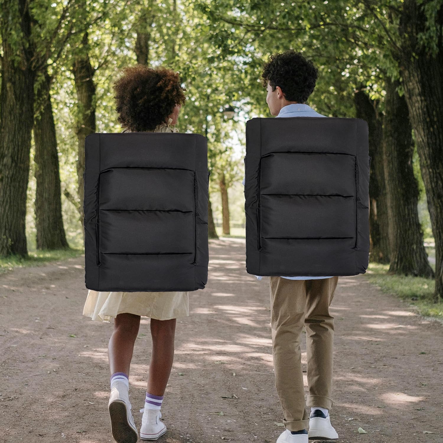 Extra Wide Stadium Seats with Back Support – 2 Pack Sofa-Style Bleacher Chairs, Thick Cushions, 6 Reclining Positions(Black-2 Pack,Wide|25") Wide|25" Black 2 image 2 of 9 B0F1V9LL35