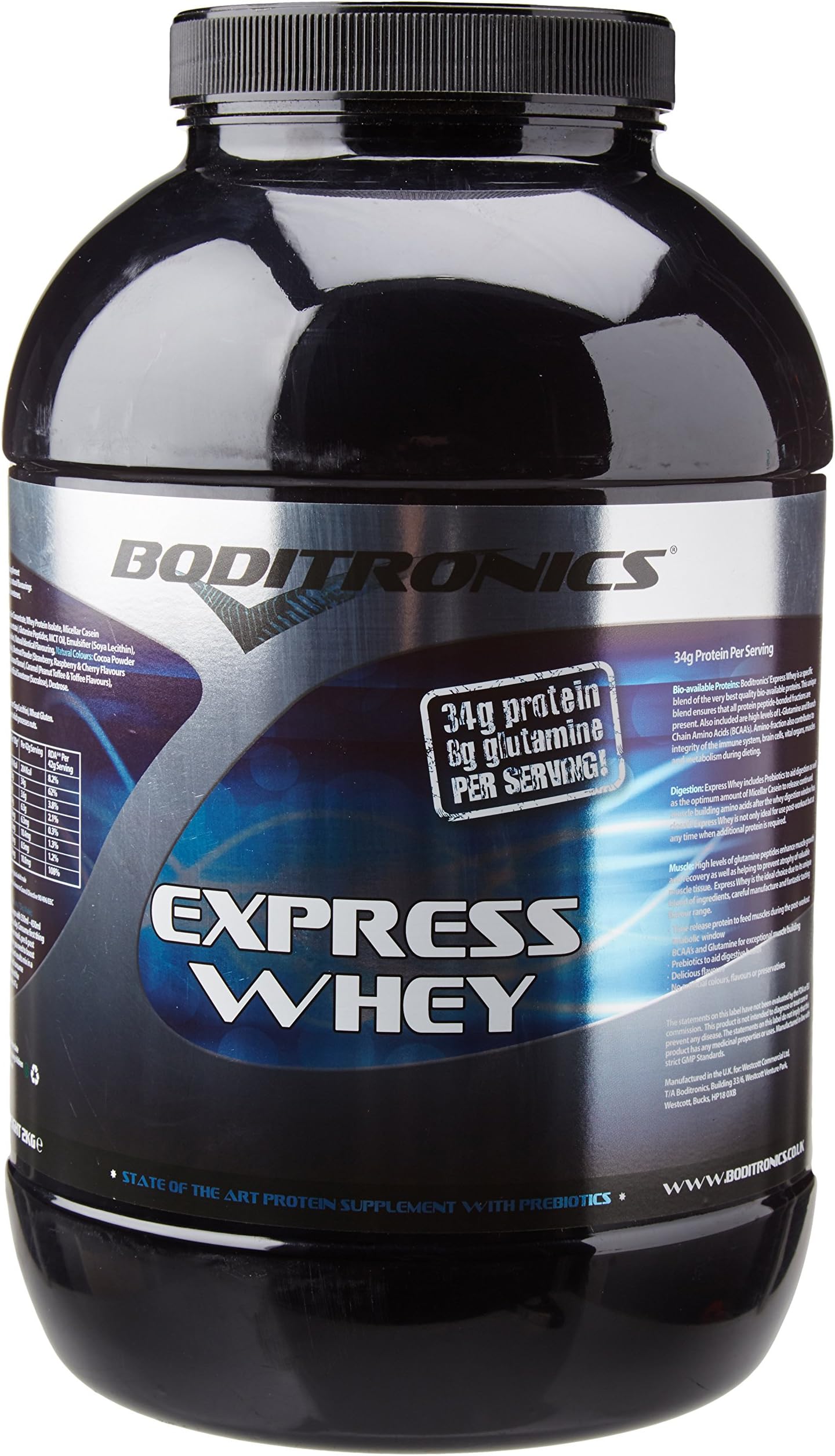 Boditronics 2 kg Express Whey Protein Muscle Building Powder with BCAA and High Levels of L-Glutamine Protein Shakes