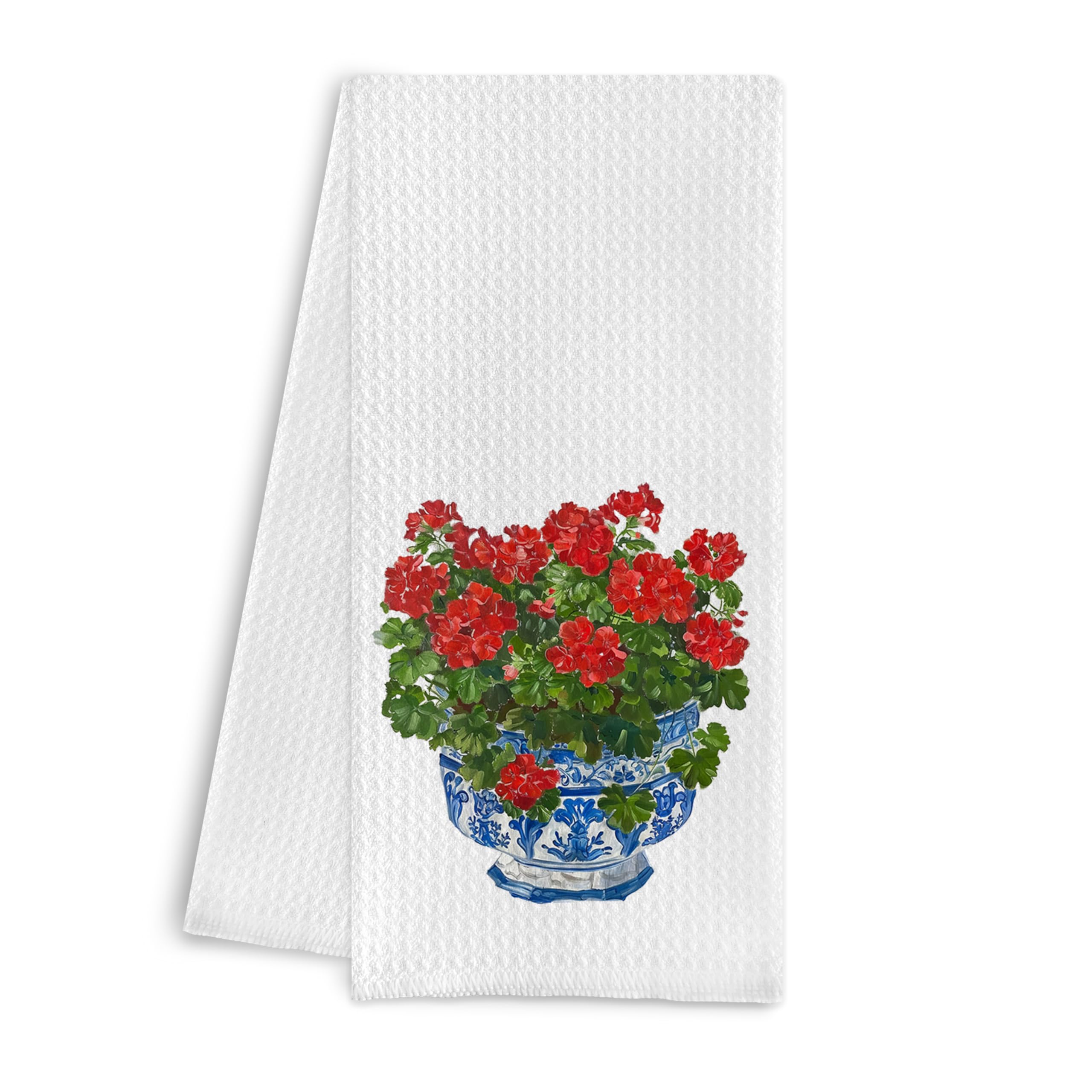 Toallas de Cocina Chinoiserie de Porcelana Azul y Blanca, decoración de Chinoiserie, Toallas de Cocina Florales de Geranio Chinoiserie para Cocina, Toallas de Mano Azules y Blancas para baño