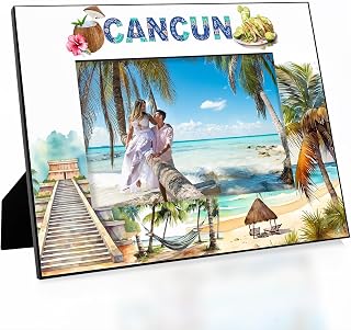 KATE POSH Cancun Picture Frame, Family Vacation in Cancun Mexico, Honeymoon, Wedding, Beach Decor (5x7-Horizontal)