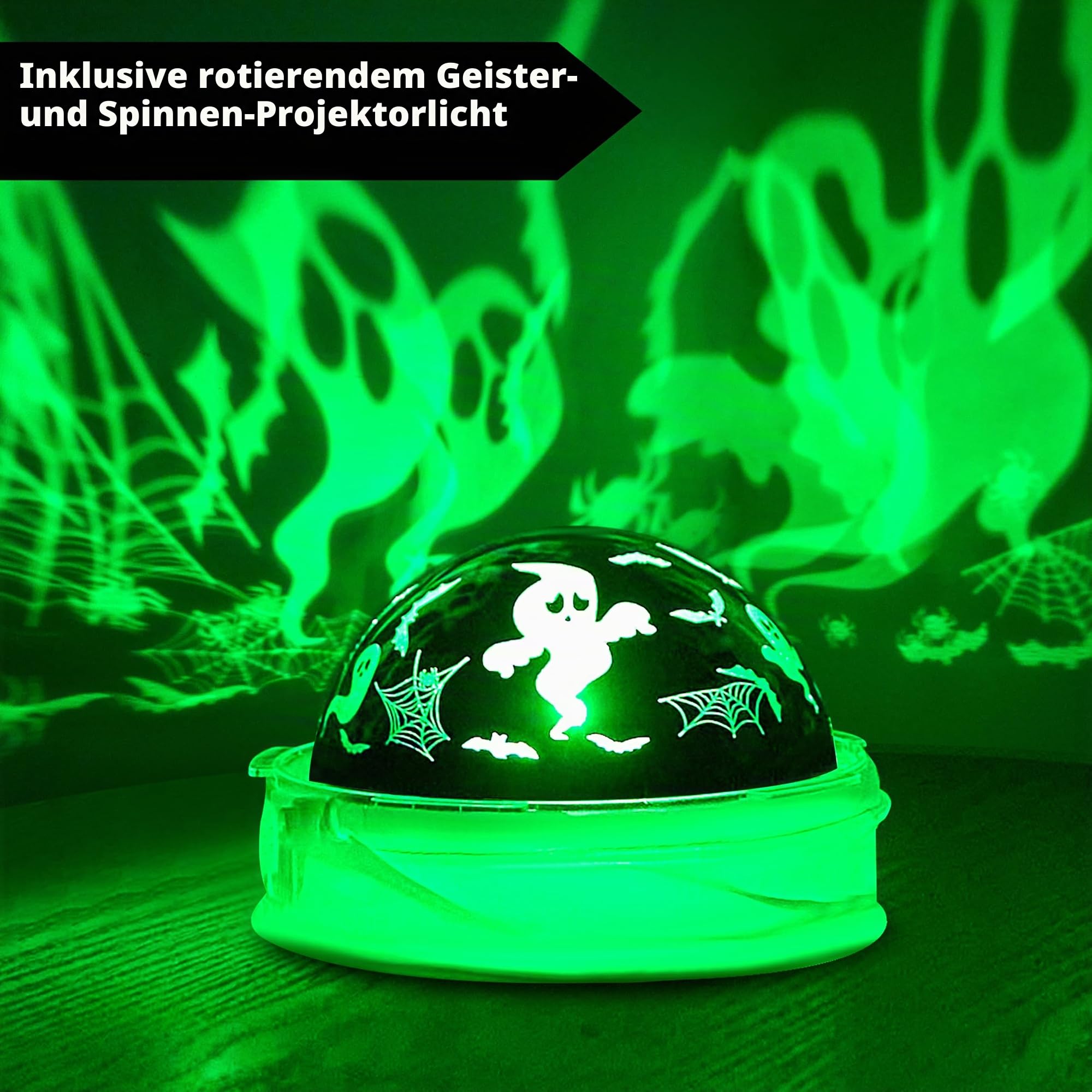 Joiedomi 6 Fuß große aufblasbare Hexe und Kessel-Dekoration für Halloween mit projizierendem rotierendem grünem Geisterlicht, aufblasbare Gartendekoration mit eingebauten LEDs für Halloween-Partys