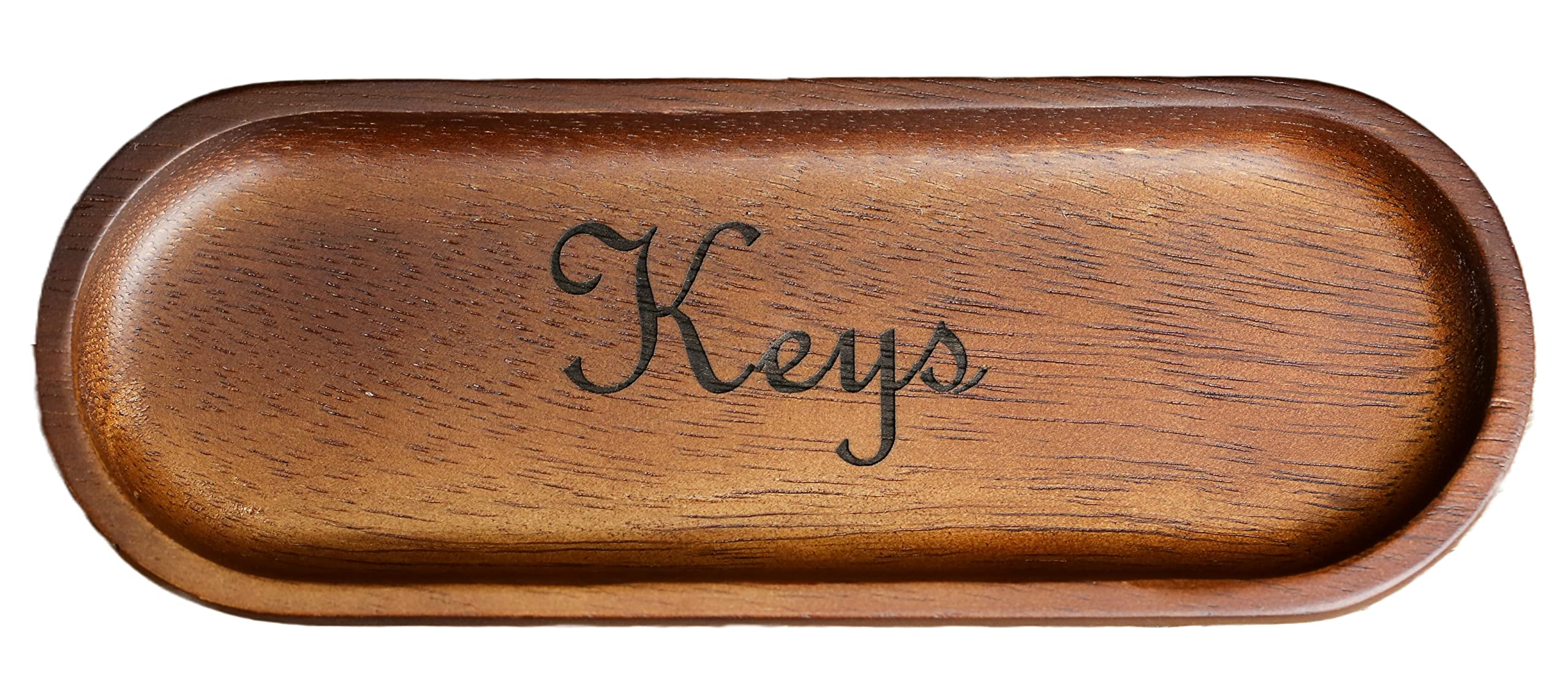 Redchocol8 Brown Redchocol8® Handmade Small Oval Wooden Tray Keys Engraved Home Organise Key Tray Gift