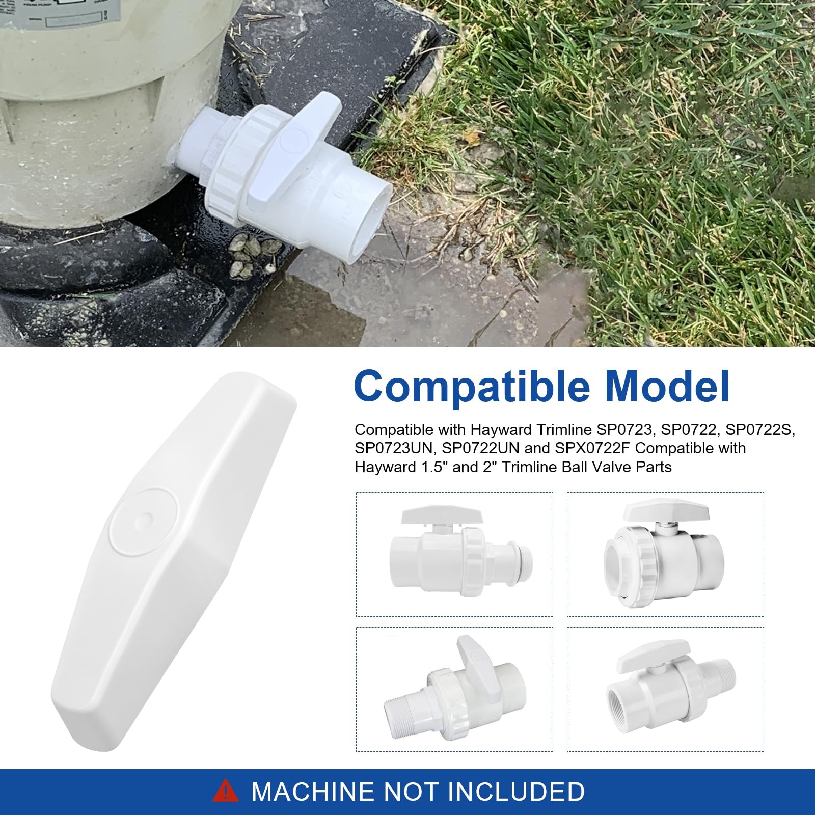 SPX0722F - Mango de válvula de piscina de repuesto compatible con válvulas de bola Hayward Trimline modelos SP0722, SP0722UN, SP0723, SP0723UN con mango de filtro de 2 vías, válvulas no corrosivas de