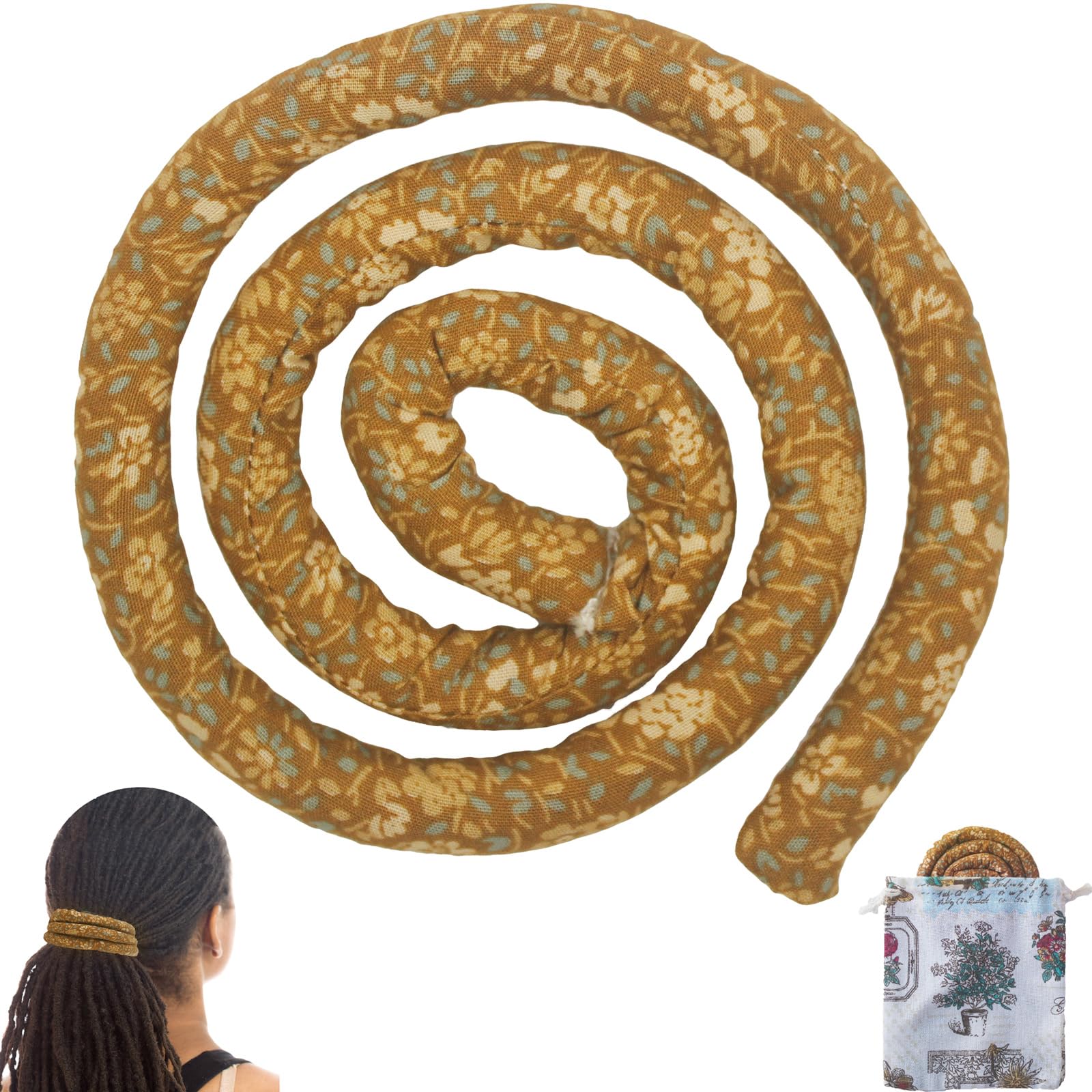 Spiral Lock Hair Tie Dreadlock Accessory Bendable Hair Ties for Women and Men Ponytail Holders Colorful Dreadlock Hair Tie Long Dreads Thick Curly Hair Holder (Brown Vine)