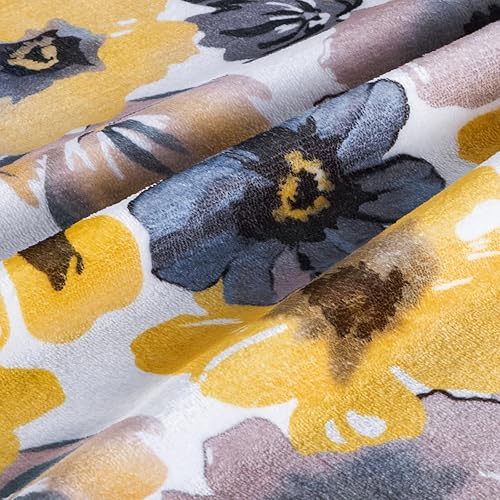 Miniatura 7 de Manta amarilla para sofá y cama, suave y acogedora manta de forro polar de felpa cálida, manta ligera de flores decorativa para invierno, 50 x 60