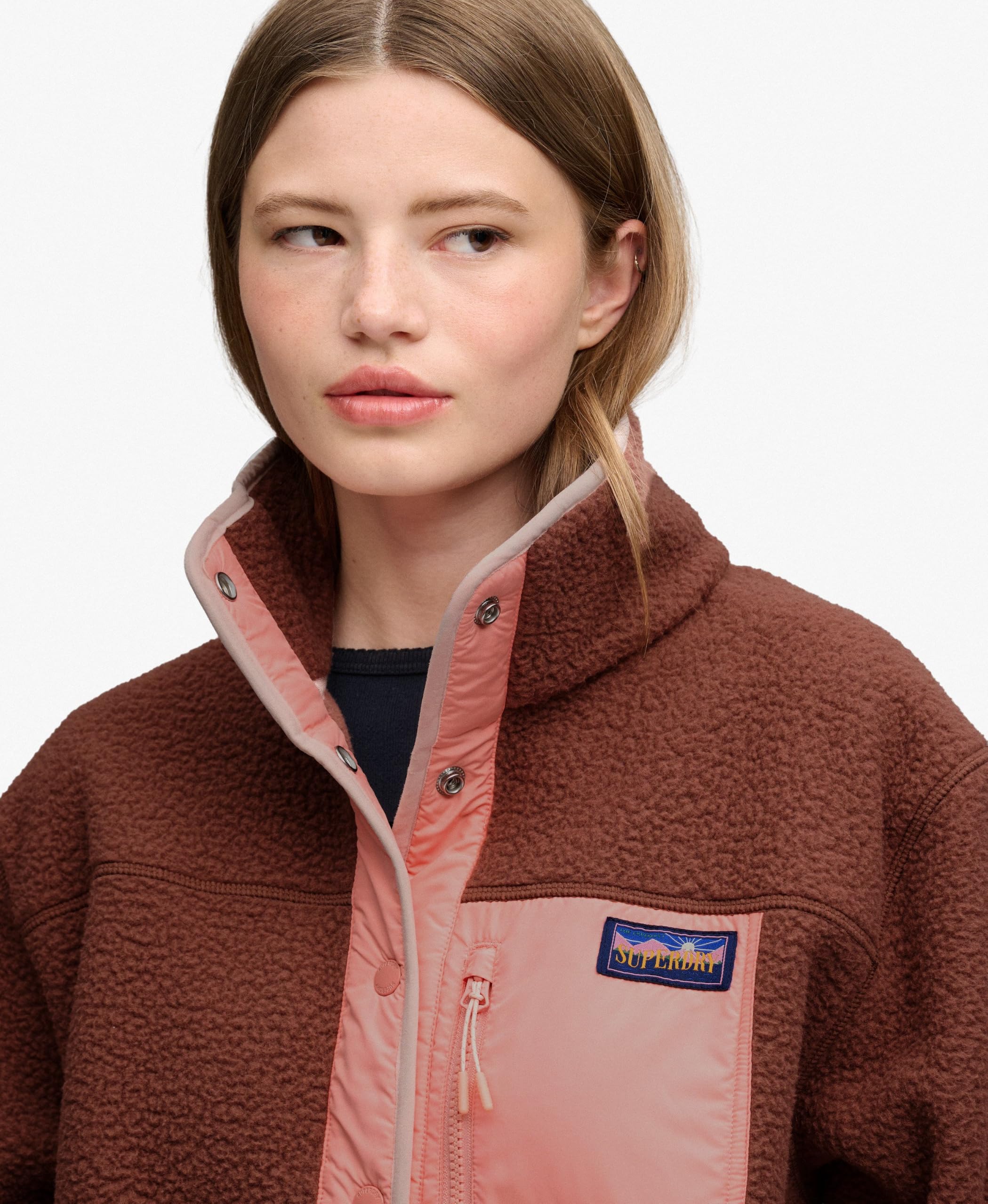 Superdry Damen Colour Block Fleecejacke