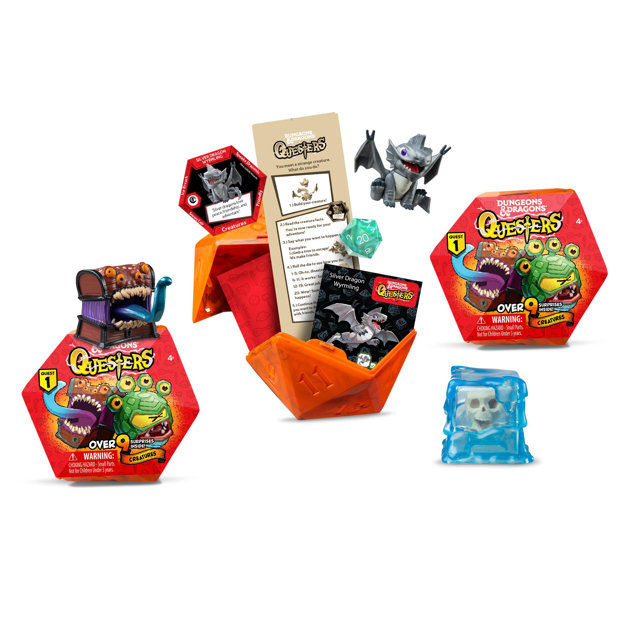 Creature Figures 3-Pack, D&D Collectible Fantasy Toy Figures - Tiny Gelatinous Cube, Silv…