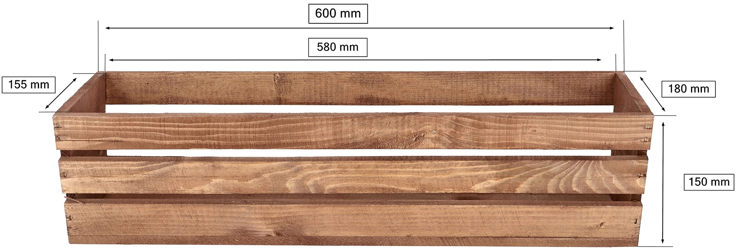 KOTARBAU® Jardinera de Madera, 600 x 180 x 150 mm, Color marrón, Jardinera Rectangular, Larga, Macetero para Plantas y Hierbas, Jardín, Terraza, Balcón, Rústica
