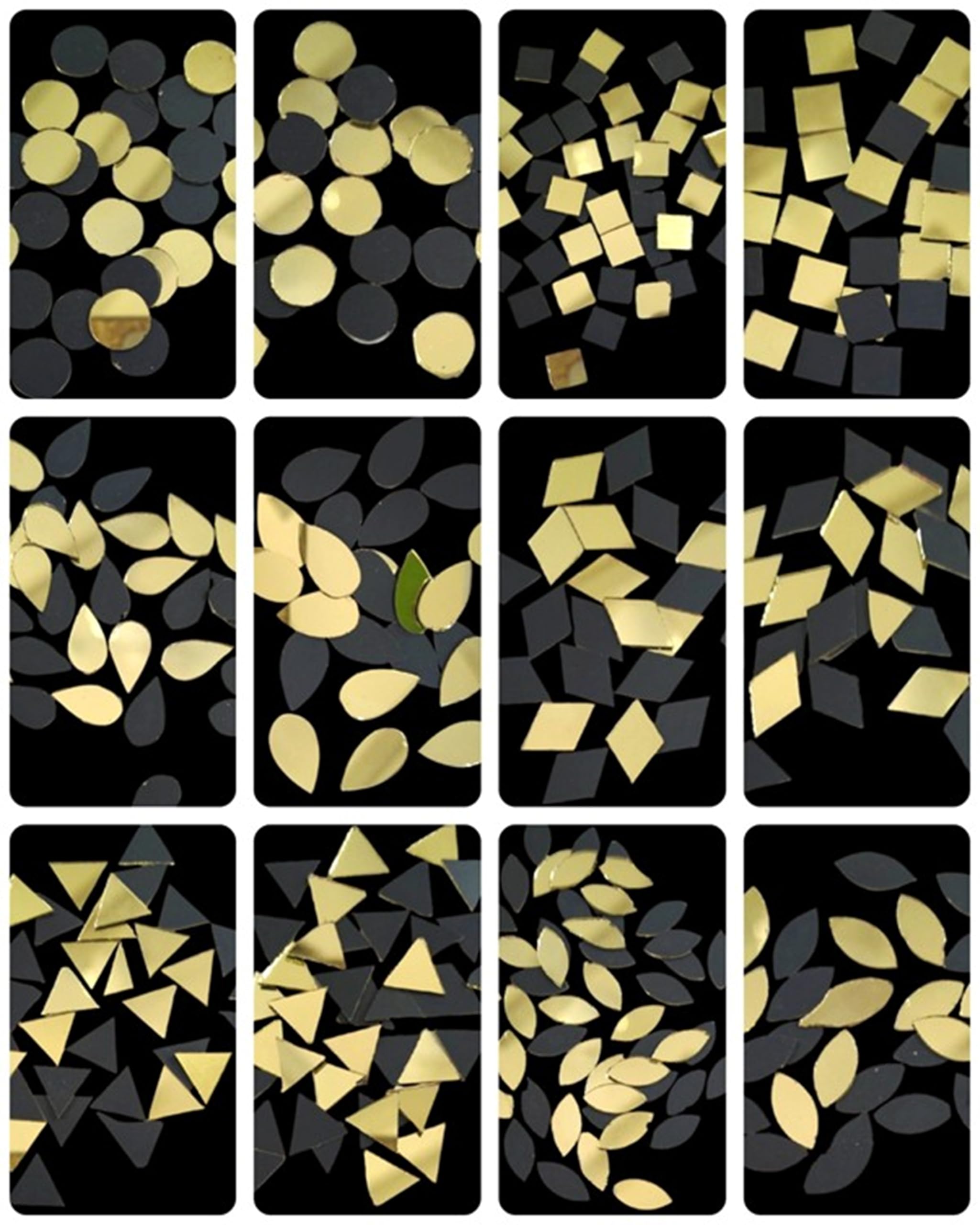 Teraiya's 12 Shape Golden Mirrors Kit for Lippan Art Work and Art Craft Work Mandala Work (1200 Pcs)-picture-22