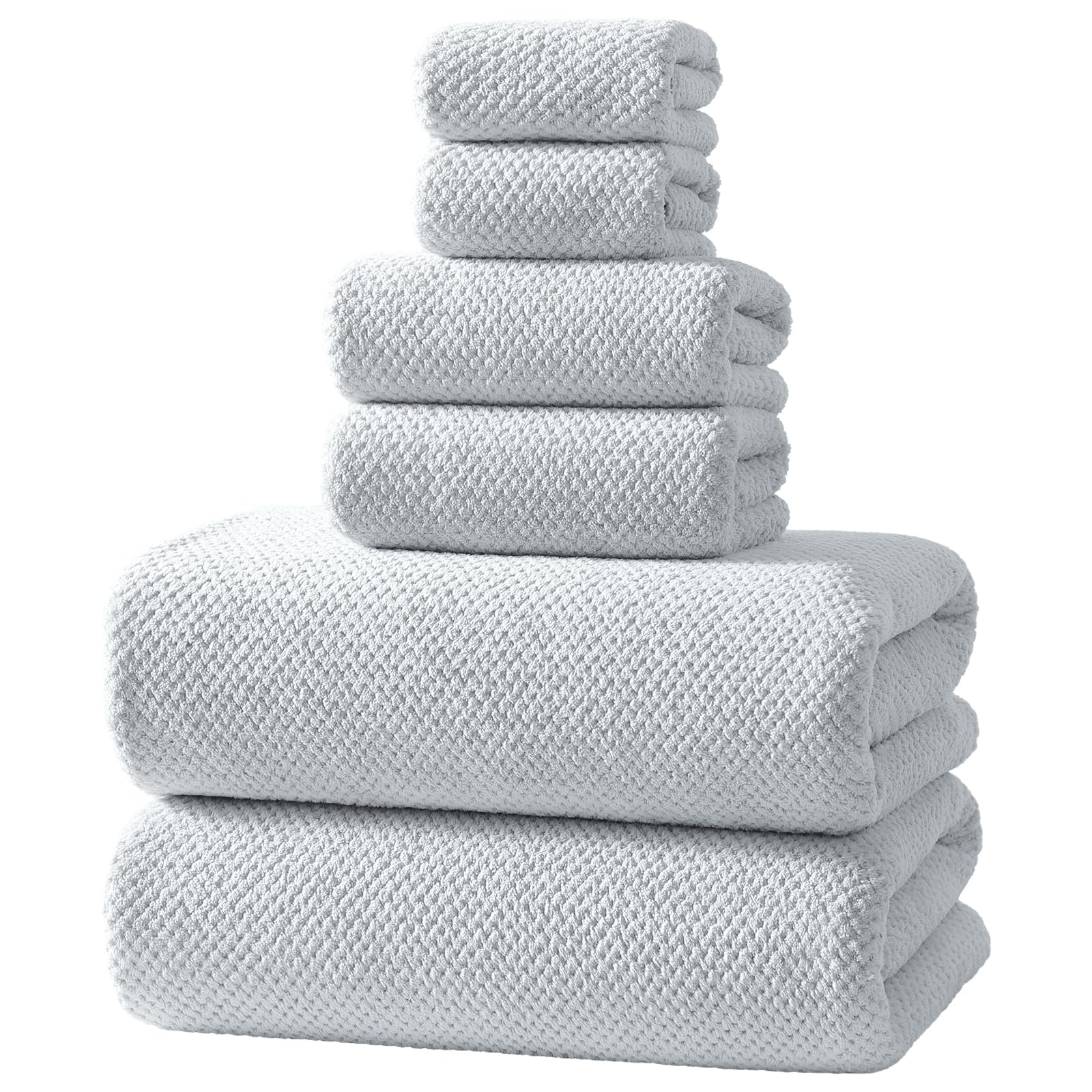 REDKISS 6 Piece Premium Towel Set, 2 Bath, 2 Hand, and 4 Wash Cloths, Ultra-Fiber Coral Fleece, Highly Absorbent Towels for Bathroom, Gym, Hotel, and
