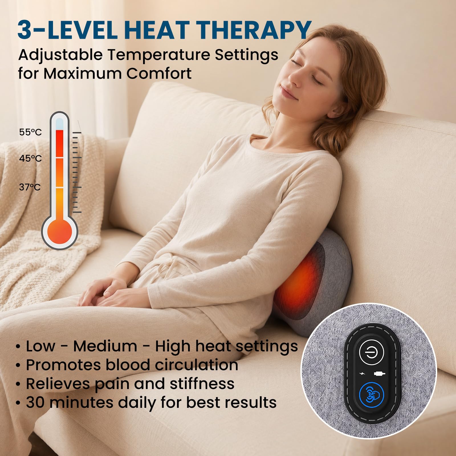 Massaggiatore per la Schiena 3 In 1, Massaggiatore Lombare, Massaggiatore Elettrico, Stretcher per Schiena a Casa, con Calore, Trazione e Vibrazione, per Collo, Spalle e Schiene