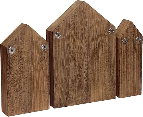 Miniatura 4 de Ikee Design Caja de madera con forma de casa para cubículos de sombra de exhibición, organizador de almacenamiento para mini figuras, juego de 3,