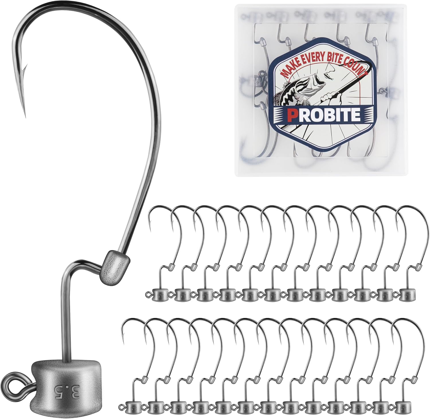 Weedless Ned Rig Jig Heads, Mushroom Head Finesse Jig Heads with Molded Bait Keeper, Anti-Snag Curved Hook, Suitable for Freshwater & Saltwater Fishing, 25/30PCS