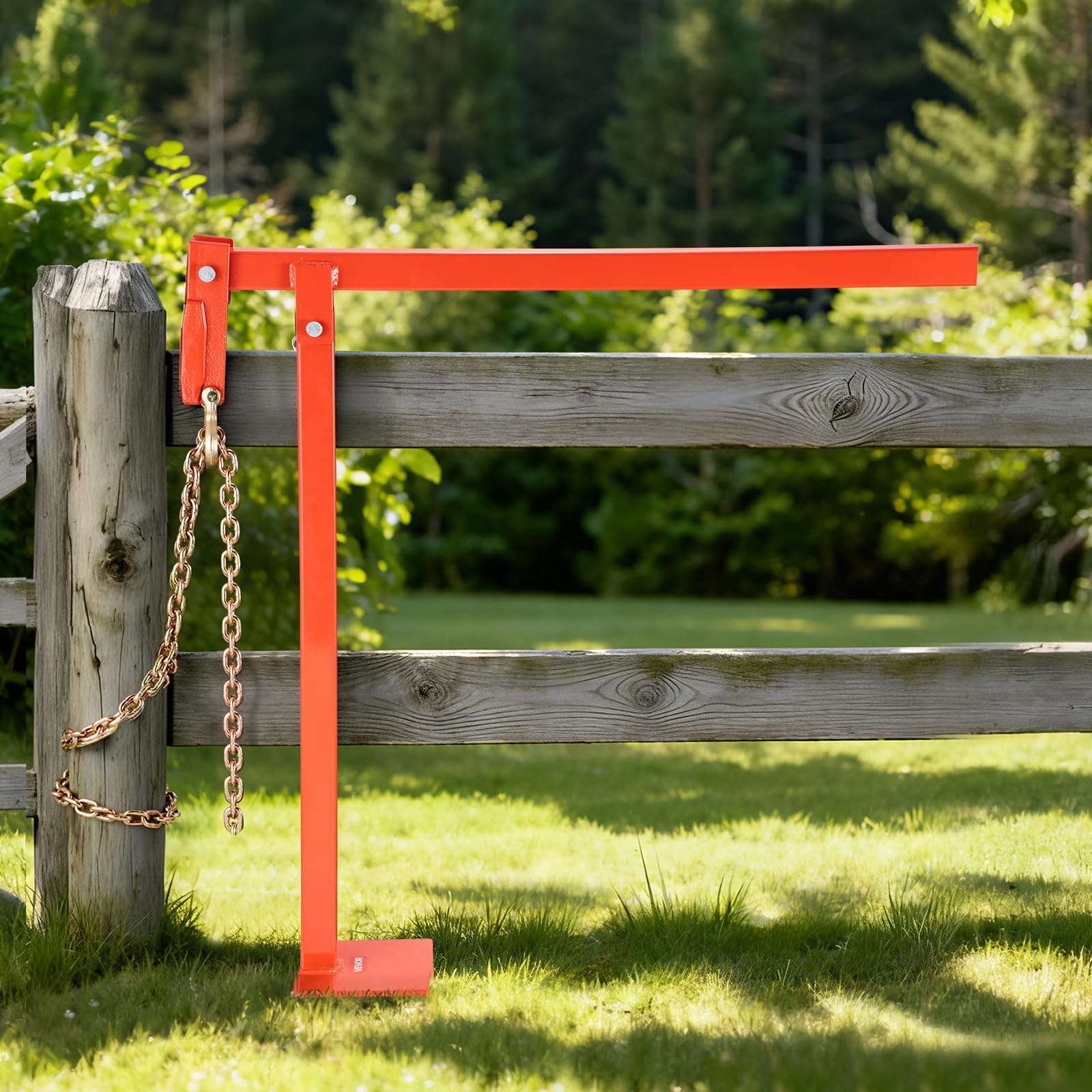 VEVOR Extracteur de Poteau de Clôture 780,8 mm, Extracteur de Pieux en T Acier Robuste, avec Chaîne de Levage 1092,2 mm, Outil d'Extraction pour Poteaux de Clôture Ronds, Poteaux de Signalisation