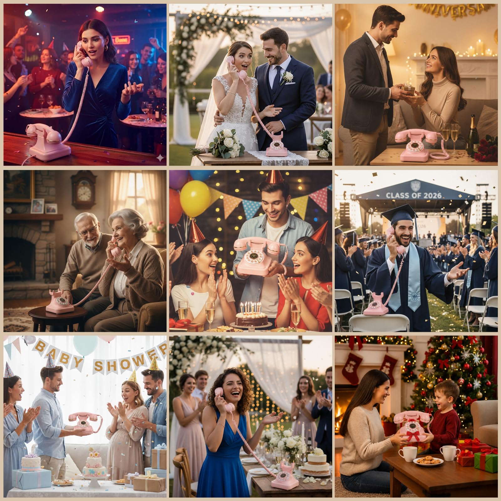 Audio księga gości weselnych, telefon w stylu vintage, z pudełkiem prezentowym premium na specjalne okazje, wieczór panieński, urodziny, baby shower, jubileusz, zaręczyny