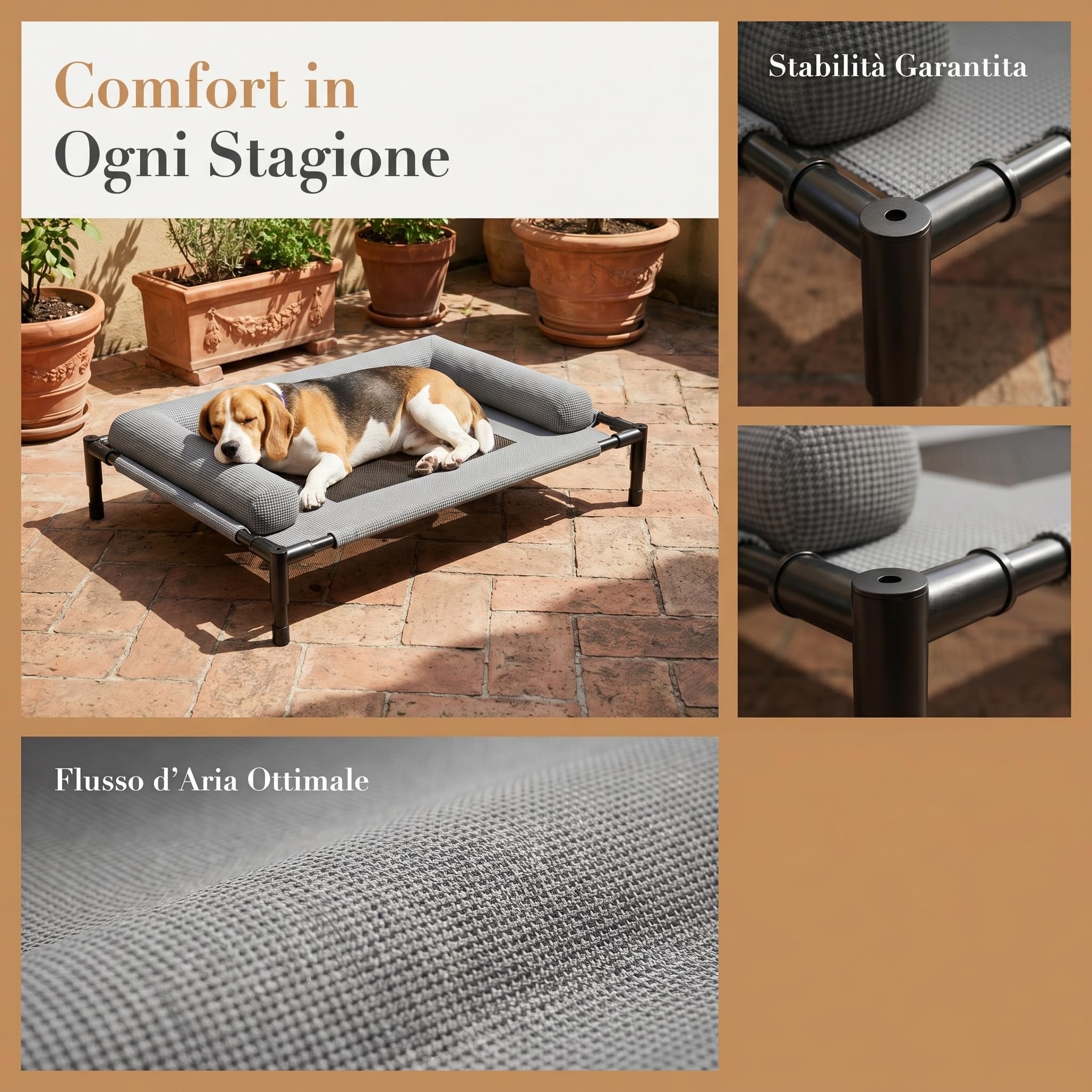 predolo Letto Rialzato per Cani Rimovibile e Lavabile, Lettino Rialzato per Cani, Resistente All'umidità Cuccia in Rete Traspirante, Divano per cani Estate, Esterni, Interni, Cuscino A L
