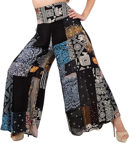Miniatura 4 de LOFBAZ Pantalones palazzo de pierna ancha para mujer, pantalones de yoga hippie harén