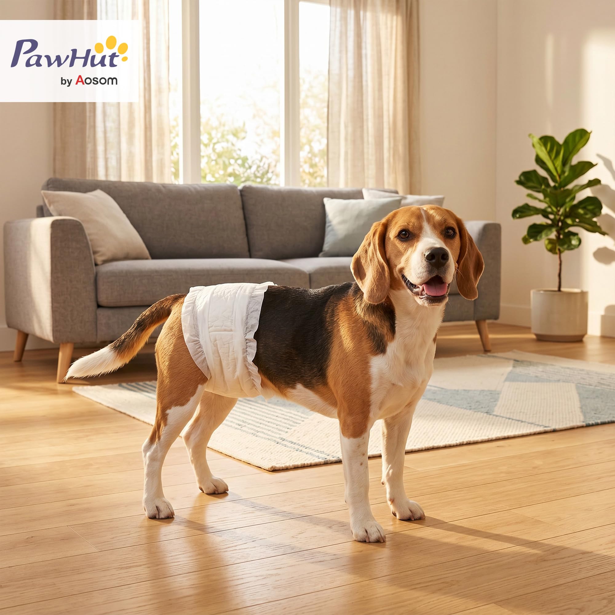PawHut Pañales desechables para perros machos, 48 unidades absorbentes para perros, envolturas sanitarias para cachorros, bragas para incontinencia o micción y entrenamiento emocionales, L, 62-80 cm
