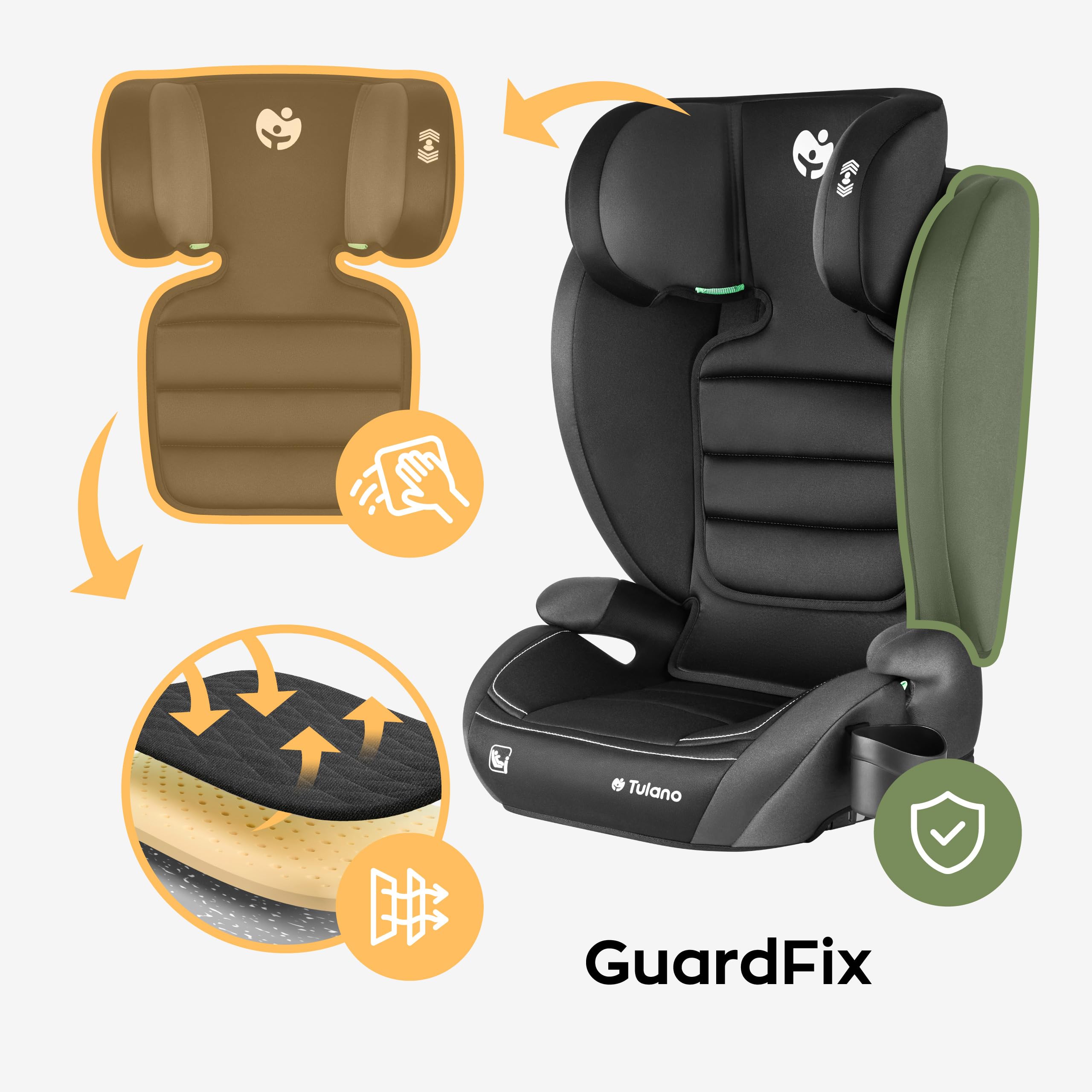 Tulano Joy 25 fotelik samochodowy dla dzieci 15-36 kg z Isofix – grupa 2/3 fotelik samochodowy 100–150 cm – podwyższenie siedziska dla dzieci – zagłówek z regulacją wysokości – pokrowiec nadaje się do