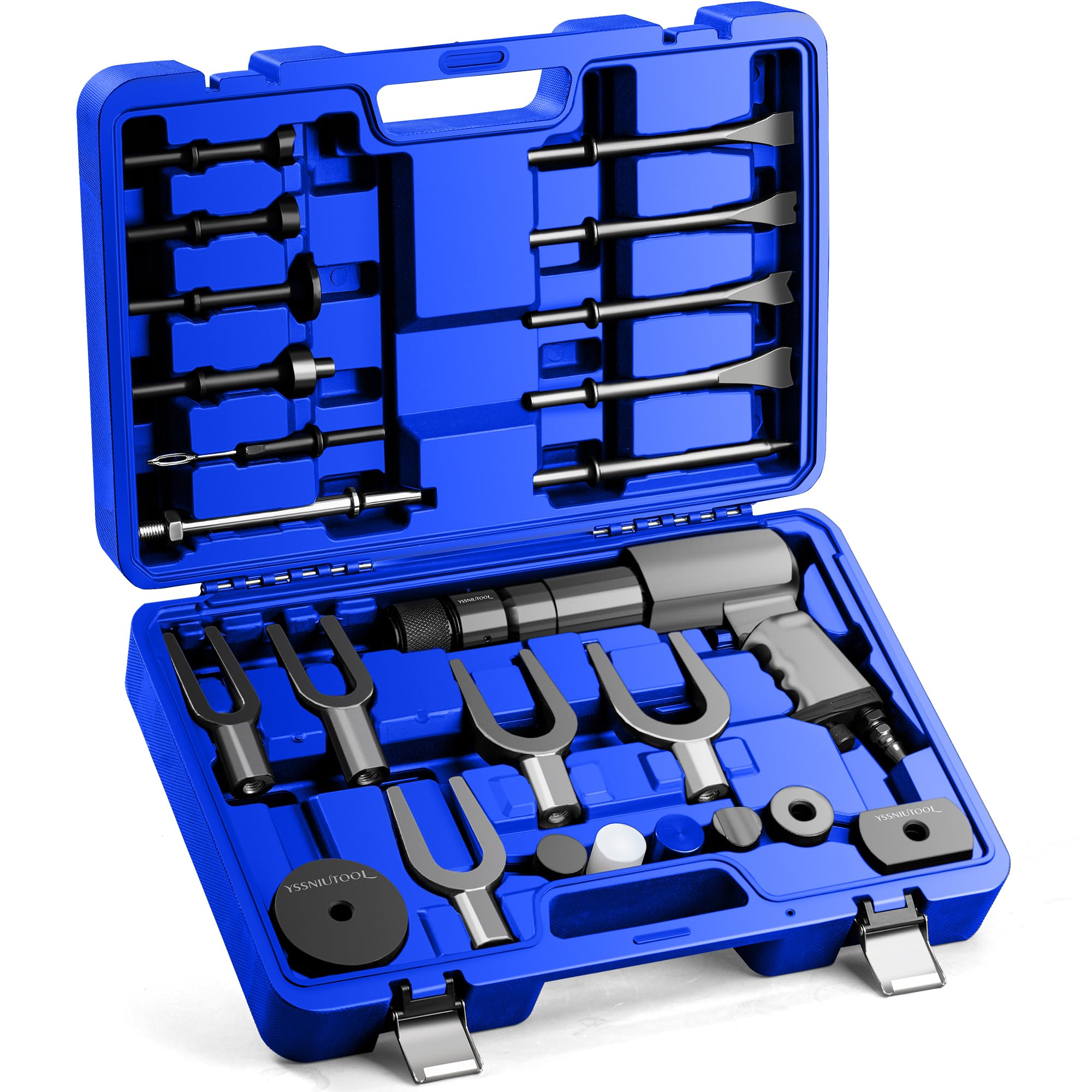 Multifunktionales pneumatisches Hammerstück-Meißel-Set, Drucklufthammer-Set, 2100 BPM Schnellwechsel-Haltevorrichtung, Lufthammer mit Schaufelköpfen, Kugelgelenkabscheider-Set, Drucklufthammer-Bits