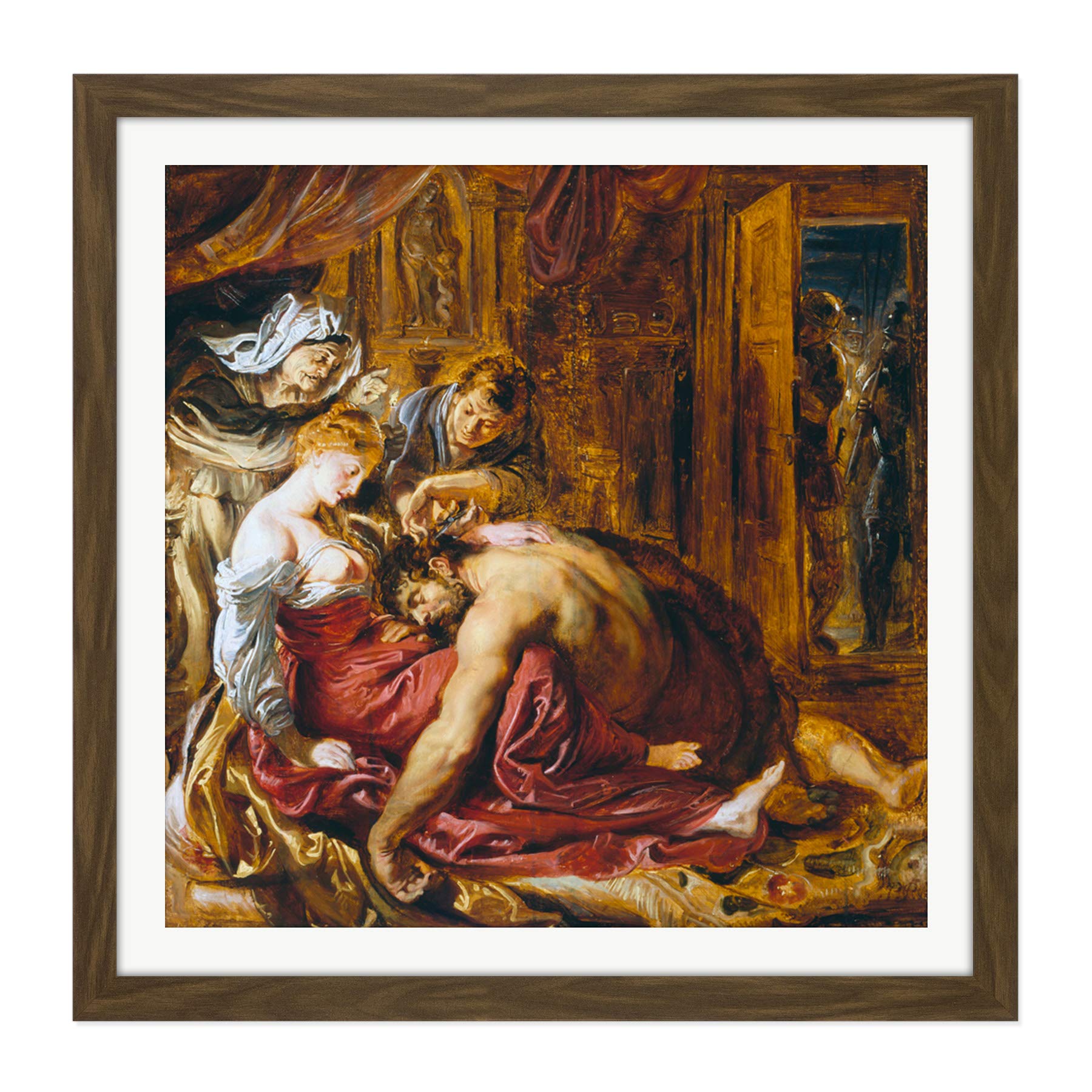 Rubens Samson And Delilah Square Wooden Framed Wall Art Print Picture 16X16 Inch