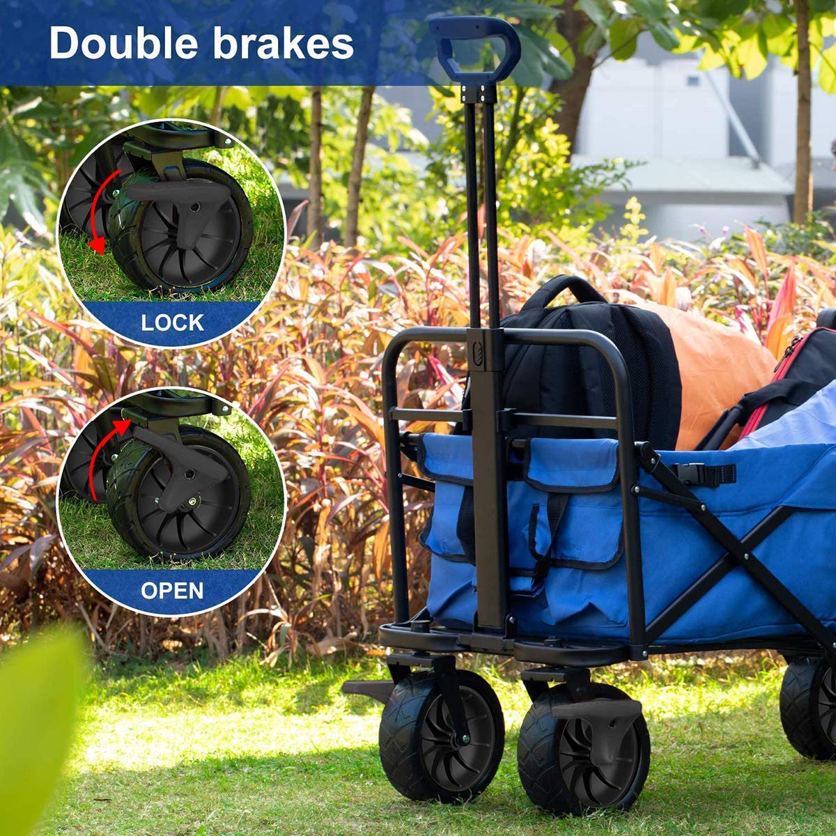 Tintonlife Push and Pull Collapsible Utility Wagon, Heavy Duty Folding