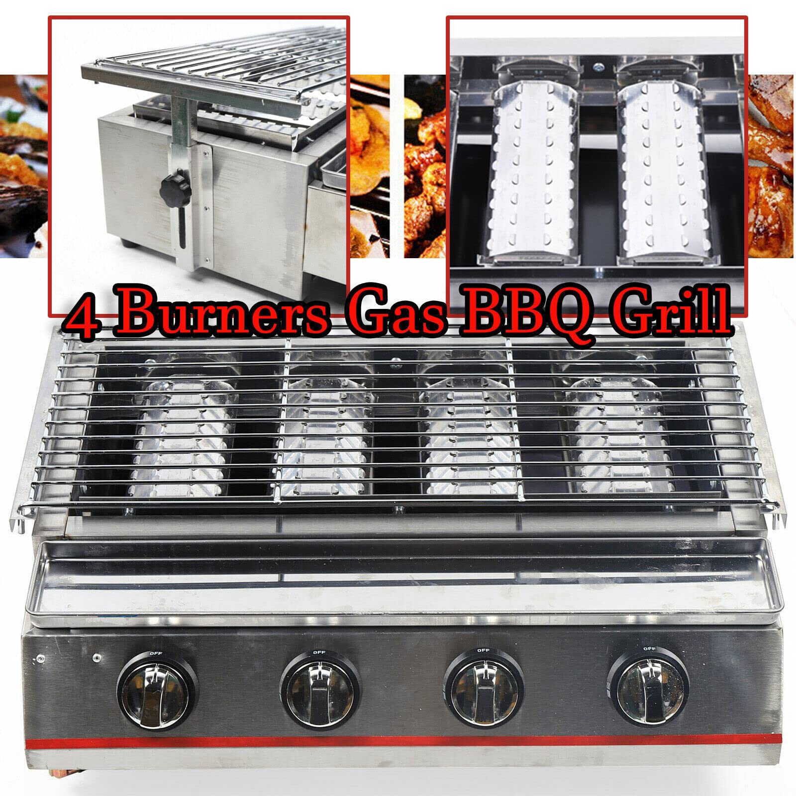 Grill gazowy z 4 palnikami, grill gazowy ze stali nierdzewnej, grill gazowy, grill gazowy, grill gazowy, ze stali nierdzewnej, do stołu