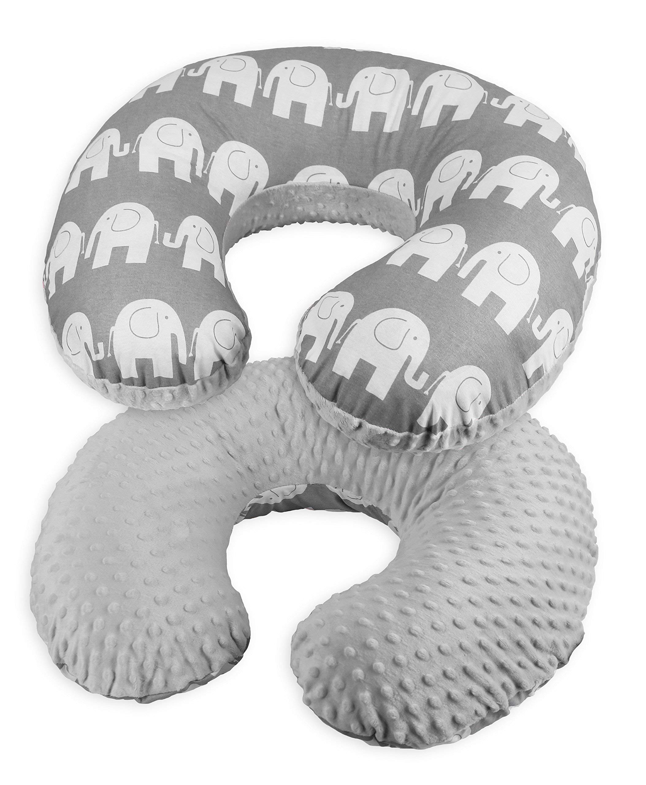 Babymam Nursing Pillow Dimple Breast and Bottle Feeding Cushion Baby/Newborn Washable Removable Cotton Cover Maternity Pregnancy Gifts (Elephants Grey)