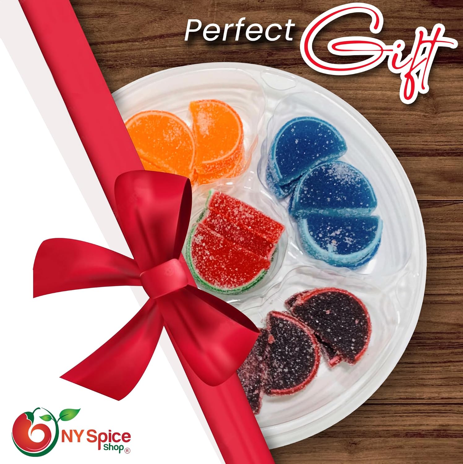 NY Spice Shop Assorted Mix Jelly Fruit Slices Tray - Delicious Gummy Candy Bulk Snacks For Jellys Lover (2 Pound)