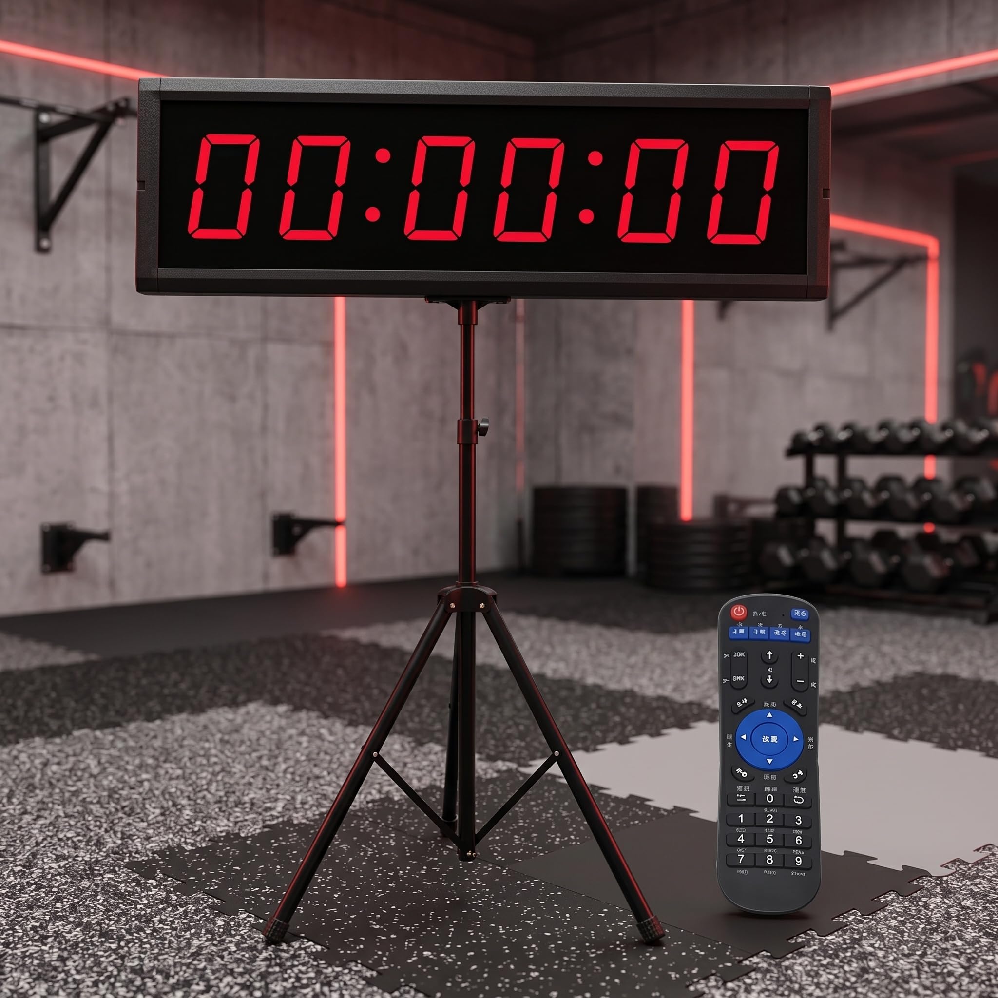 Contador Digital Led De 1,5 Pulgadas, Reloj-Temporizador De Doble Cara con Mando A Distancia/trípode, Funciones De Cronometraje, Ciclo, Cronómetro, Cuenta Atrás Y Reloj