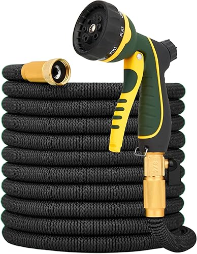 NGreen Manguera de jardín expandible y flexible, tela duradera y tubo interior de látex, manguera de agua ligera y fácil de almacenar, sin