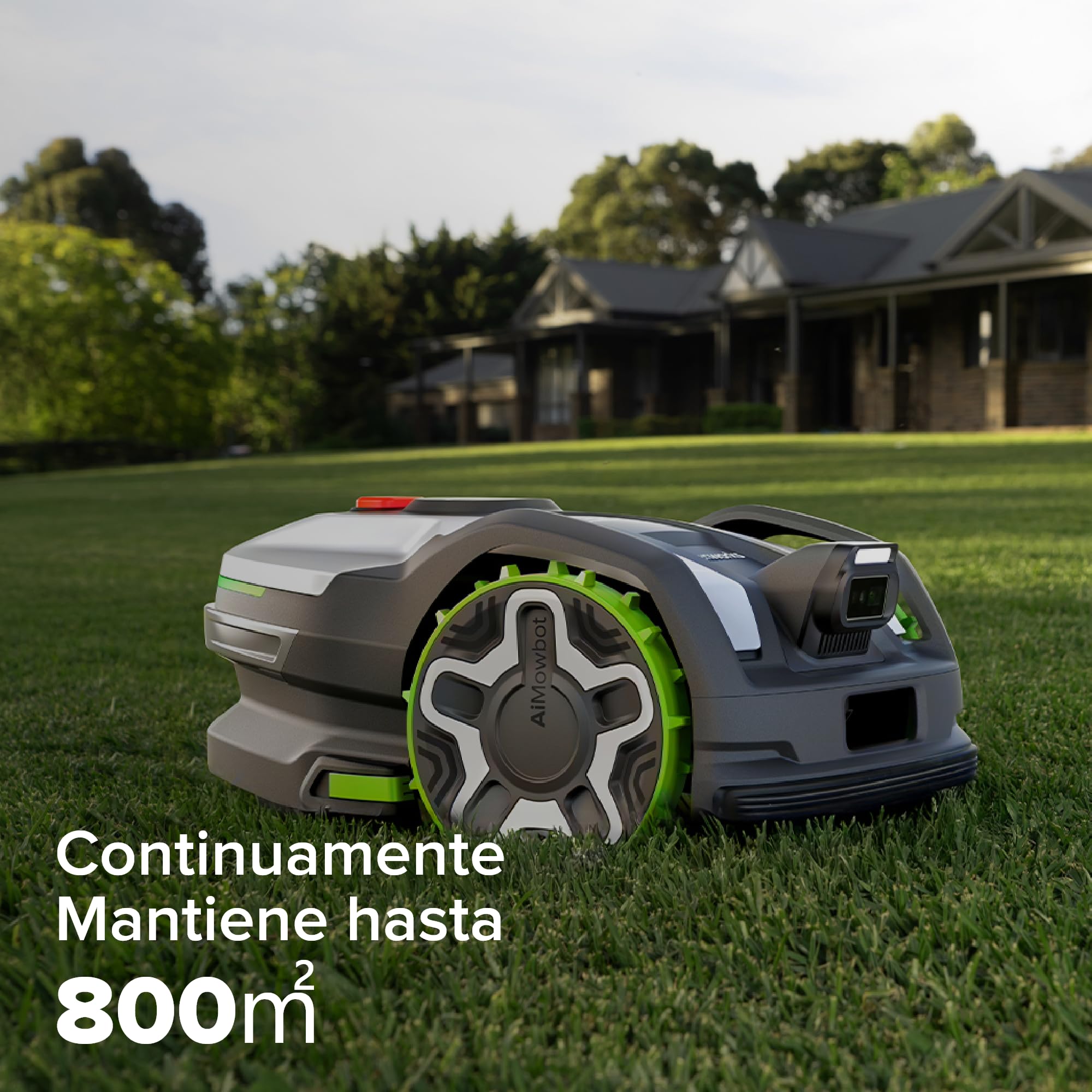 Greenworks C8 Vision+RTK – Cortacésped Robot sin Cable hasta 800 m², Mapeo Automático, Detección de Obstáculos 3D-ToF (Día y Noche), Gestión Multi-Zona Vía App, Garantía del Fabricante 3 Años