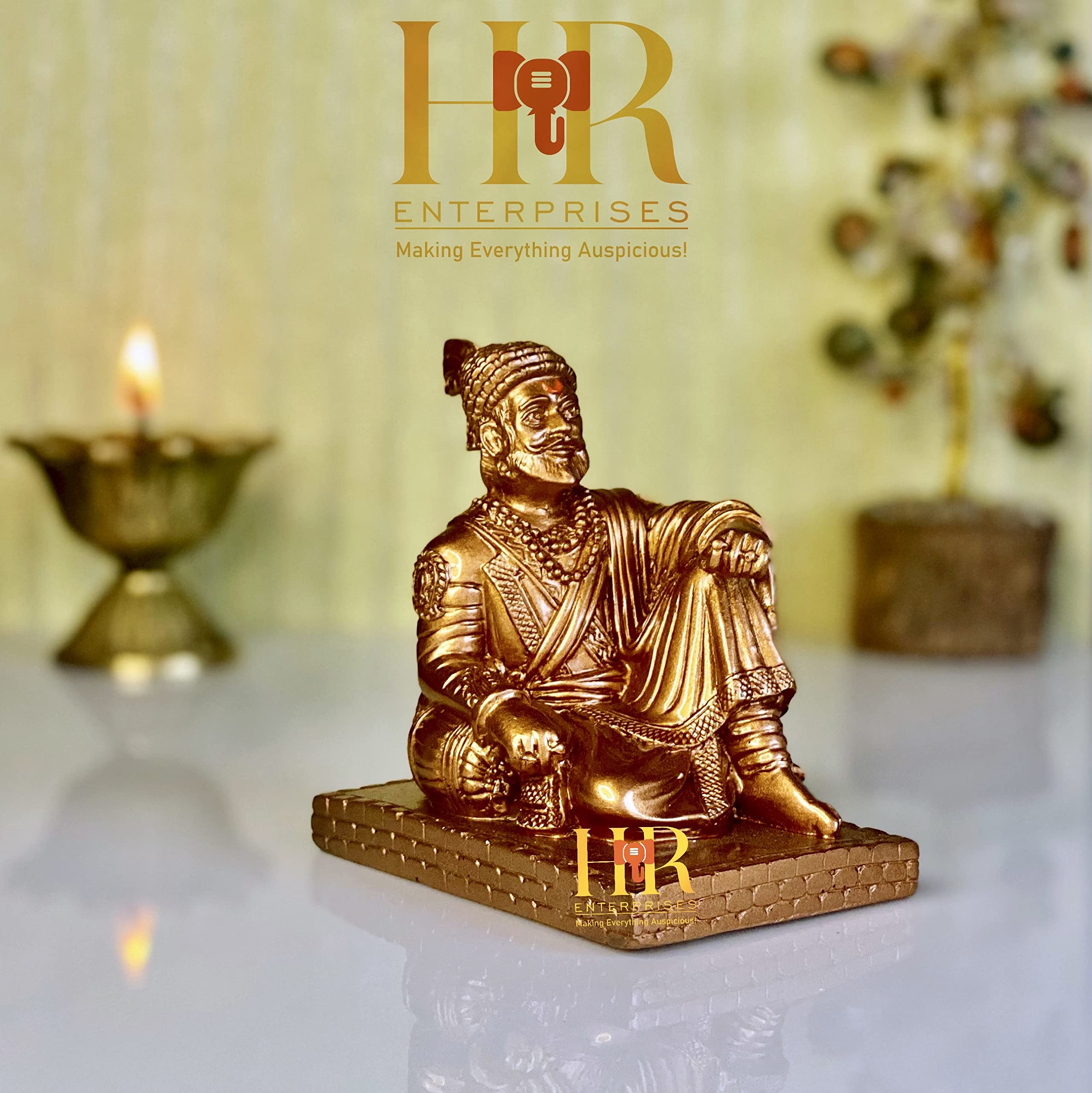 HR Enterprises(SM 101 Copper, Chhatrapati Shivaji Maharaj Statue, Shivaji maharaj Murti for Home,Office & Car Decor, Gifting..