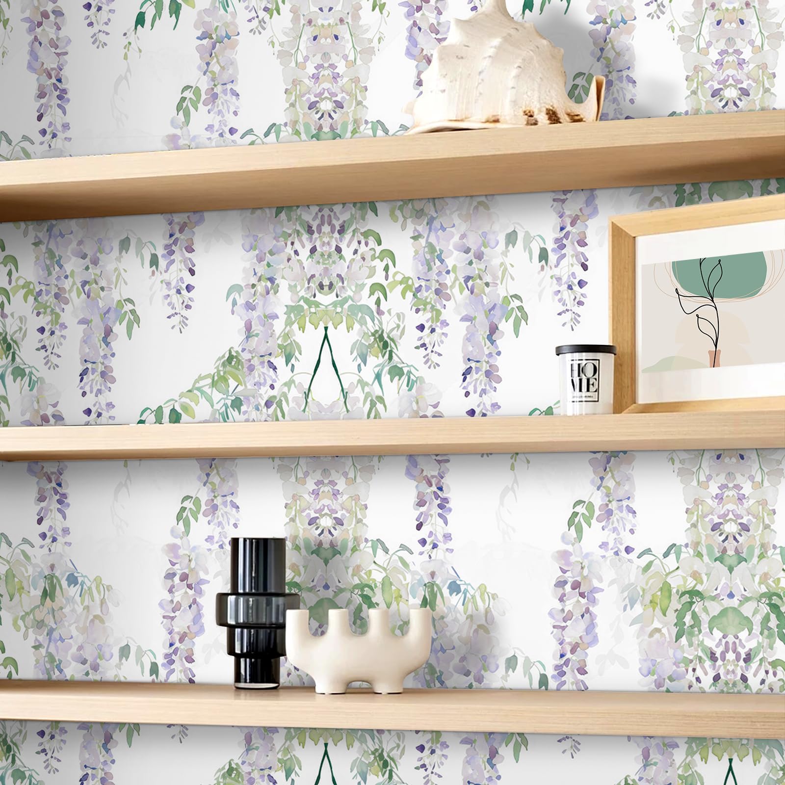 FunStick 44.5CM×9M Papel Pintado Autoadhesivo Pared Dormitorio Papel Adhesivo para Muebles Flores Violeta Lila Vinilo Adhesivo Armario Cocina Impermeable Revestimiento Pared Salon Flores Púrpura Claro