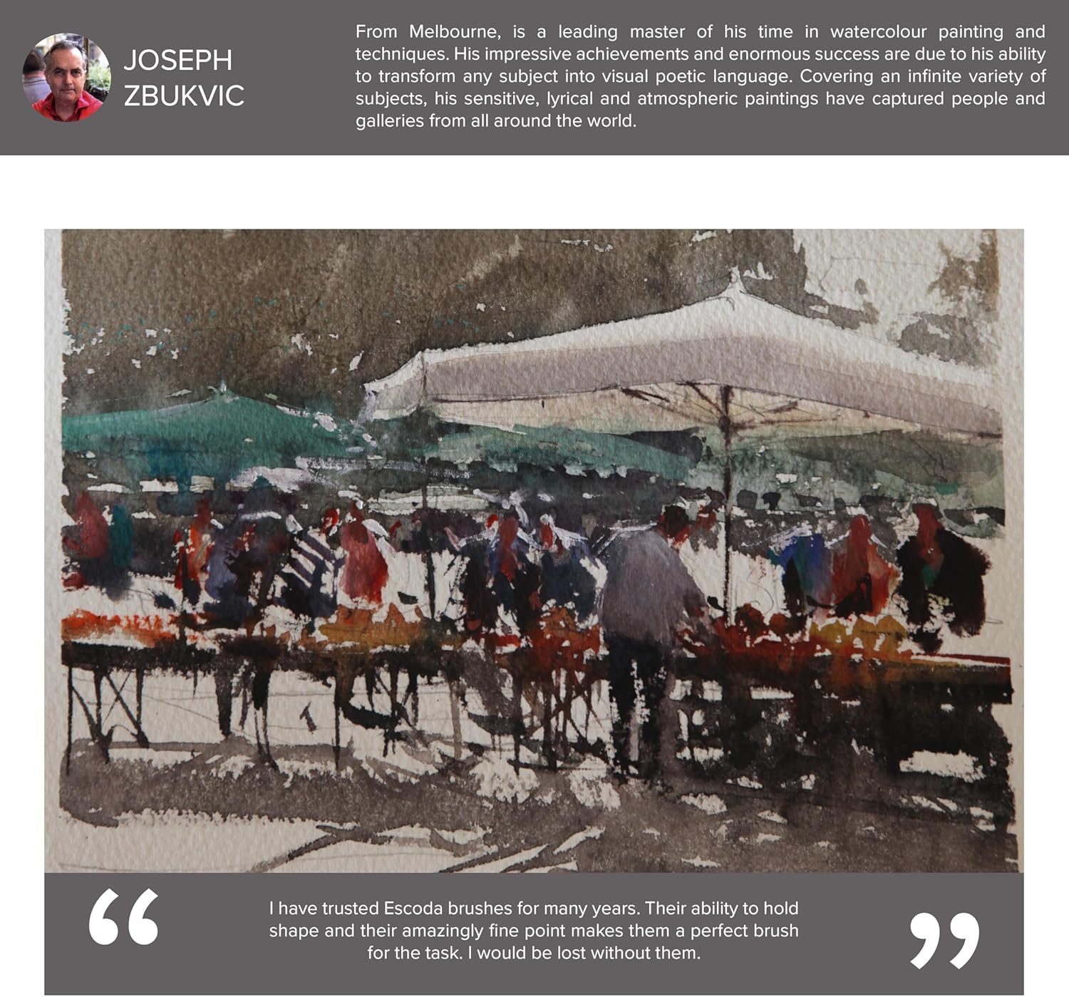 Escoda | Watercolour | Artist Set Joseph Zbukvic 2 | Size 14/18 | 2 Brushes | Squirrel Hair | Round mop | for Landscapes