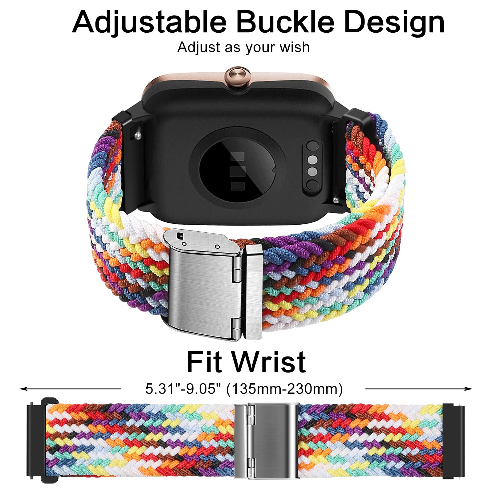 Cinturino per Amazfit Active, 20mm Sport Nylon Ricambio Elastica Cinturini per Amazfit GTS, GTS 4 Mini, GTS 4, GTS 3, GTS 2, GTS 2 Mini, GTR Mini, Amazfit Bip, Bip U, Bip U Pro, Bip 3, Bip 3 Pro