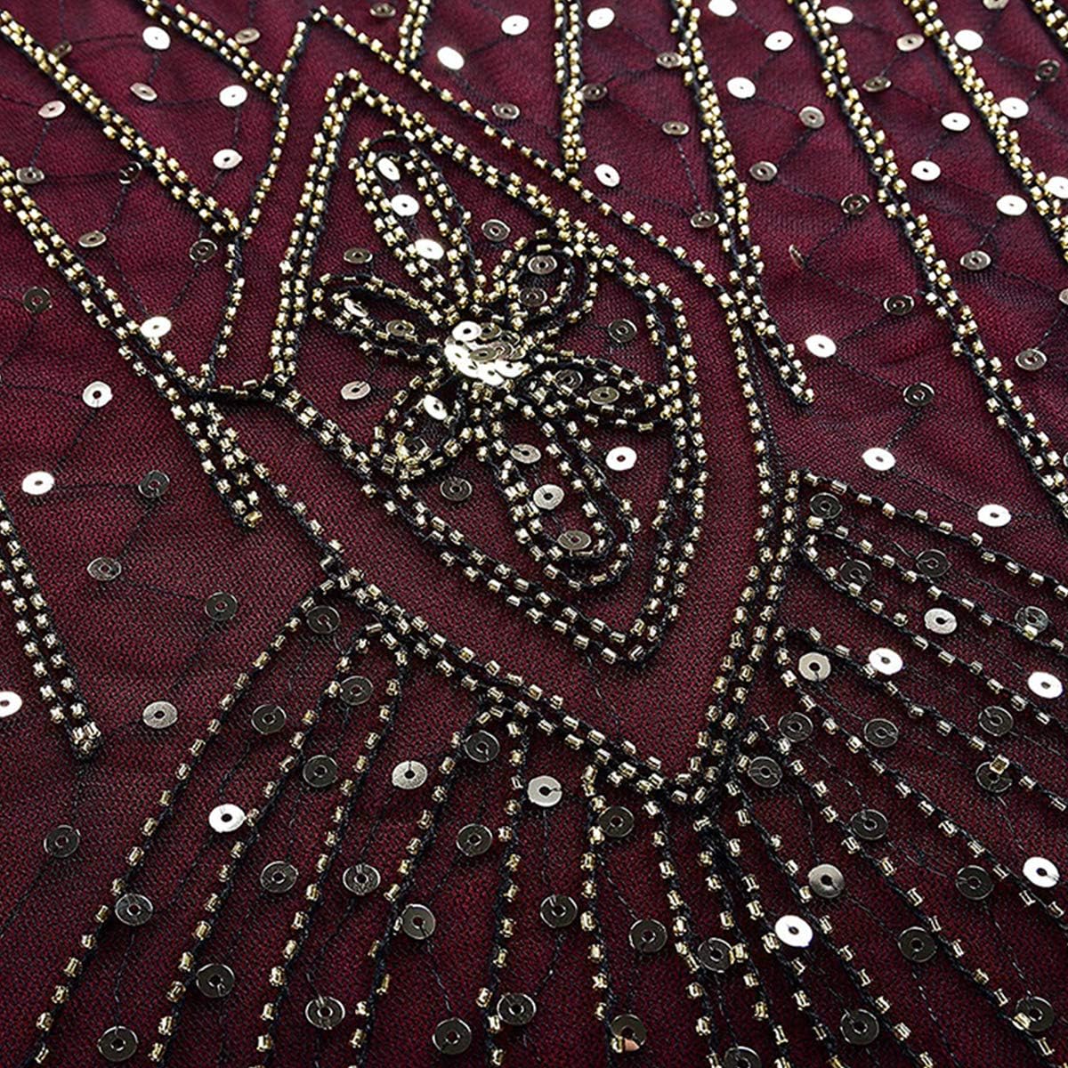 Women Vintage 1920s Gatsby Flapper Evening Party Dress V Neck Art Deco Sequins Mermaid Hem Cocktail Formal Long Maxi Gown - Image 5