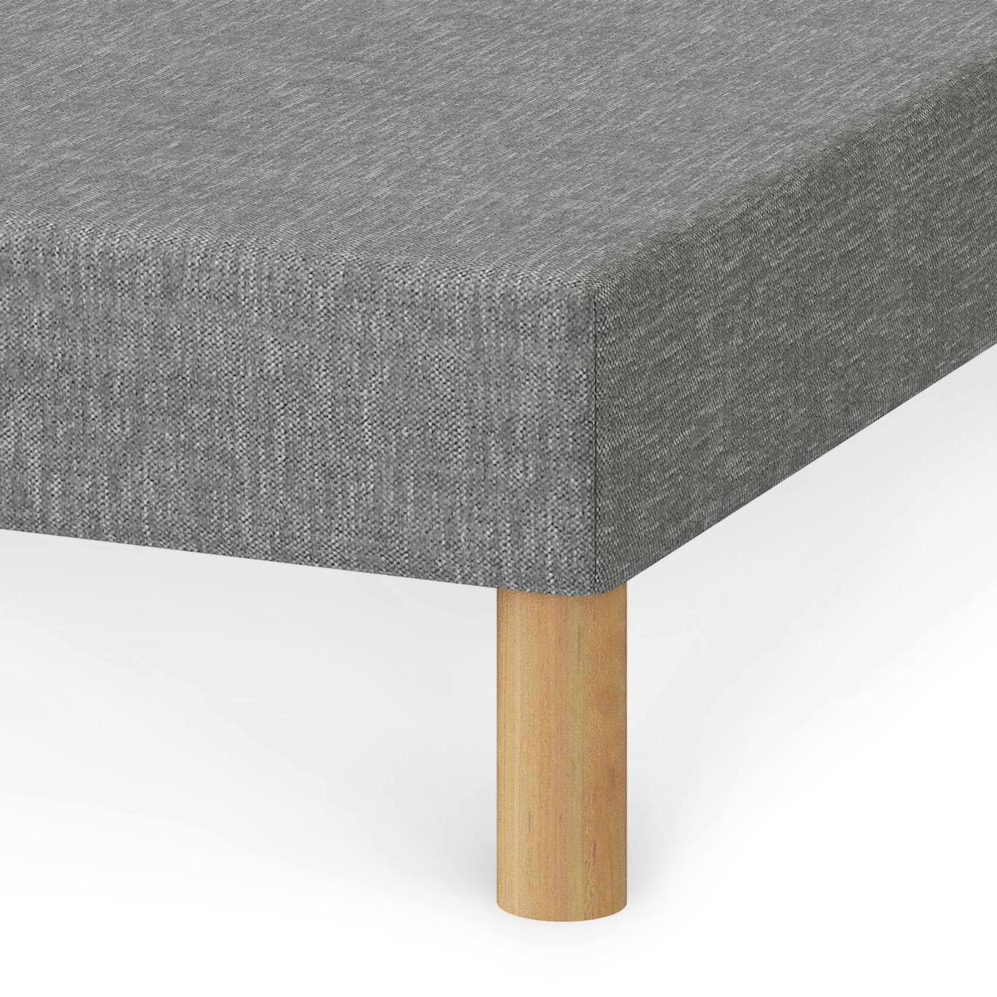 Mobilier-Deco Spring - Sommier tapissier Tissu Gris piètement en Bois 80x200 cm