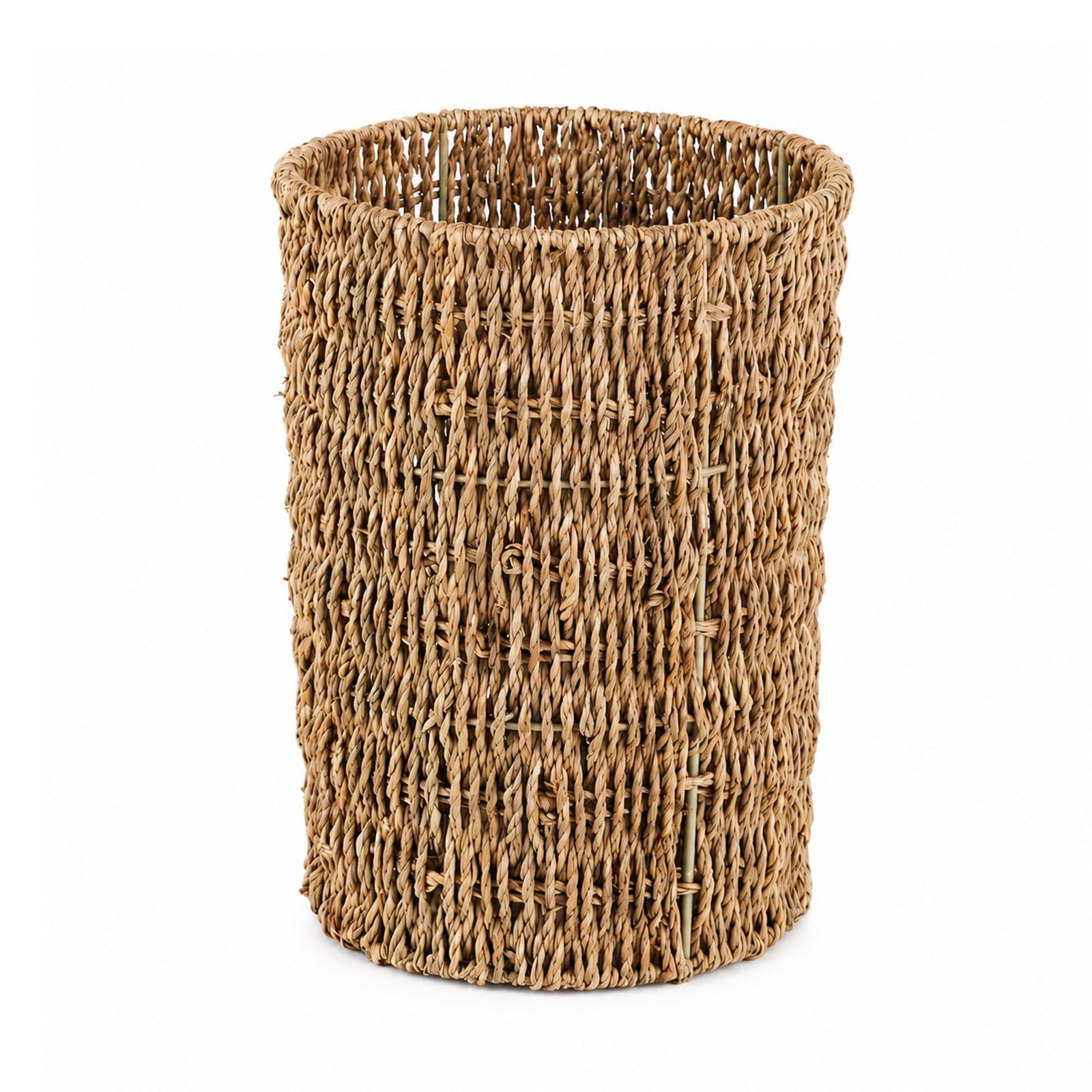 Small Wicker Trash Can - Boho Waste Basket -11