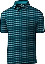JACKETOWN Mens Polo Shirts Short Sleeve Print Dry Fit Performance Moisture Wicking Casual Collared Golf Shirts