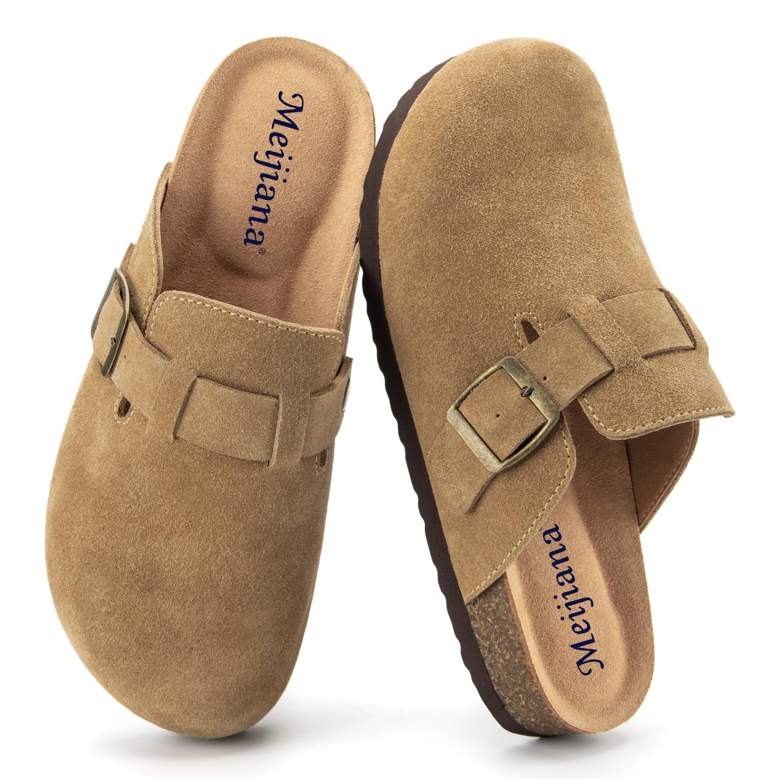 MEIJIANA Damskie chodaki i chodaki Lekkie skórzane kapcie korkowe wygodne chodaki antypoślizgowe z regulowanym podparciem podeszwy buty ogrodowe 37-41 EU 37-41 EU 37-41 EU