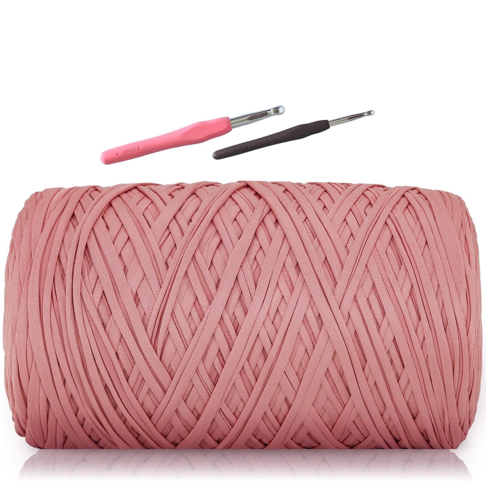 SIMEIQI T-Shirt Yarn 1000g, Soft Elastic Chunky Yarn Shrimp Pink