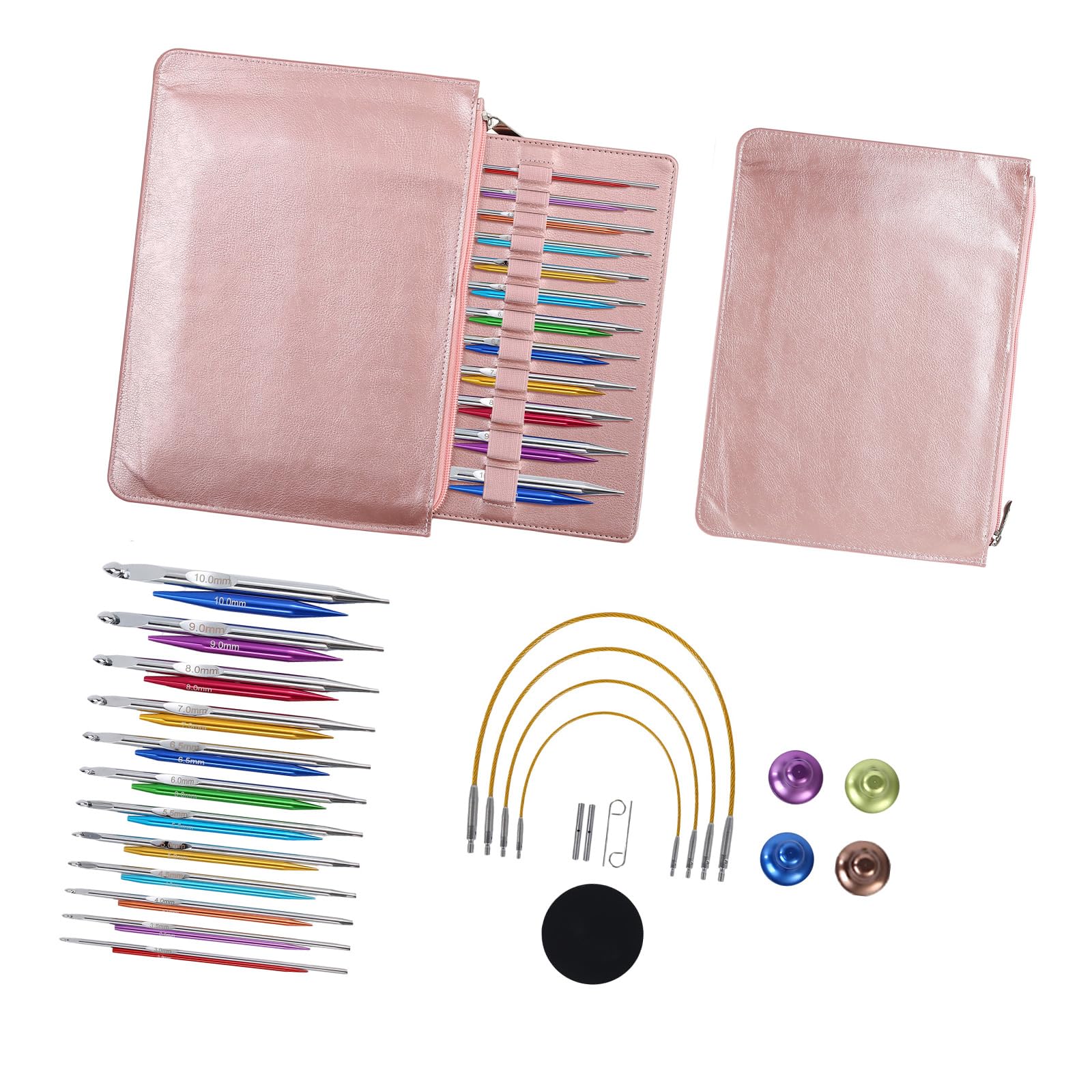 12Pairs Detachable Tunisian Hook Interchangeable 3.0mm-10mm Aluminum Alloy with Bag for Blanket Aluminum Alloy Crochet Tool
