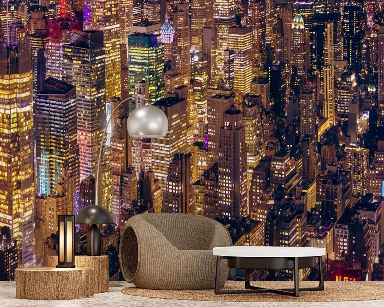 Hgjdjhnf 3D Mural Photo Wallpaper New York Skyline Wallpaper City At Night Modern Living Room Bedroom Children's Room Wall Decoration Motif Wallpaper,400Cmx280cm Wall Sticker - Background Wall - Painting - Poster