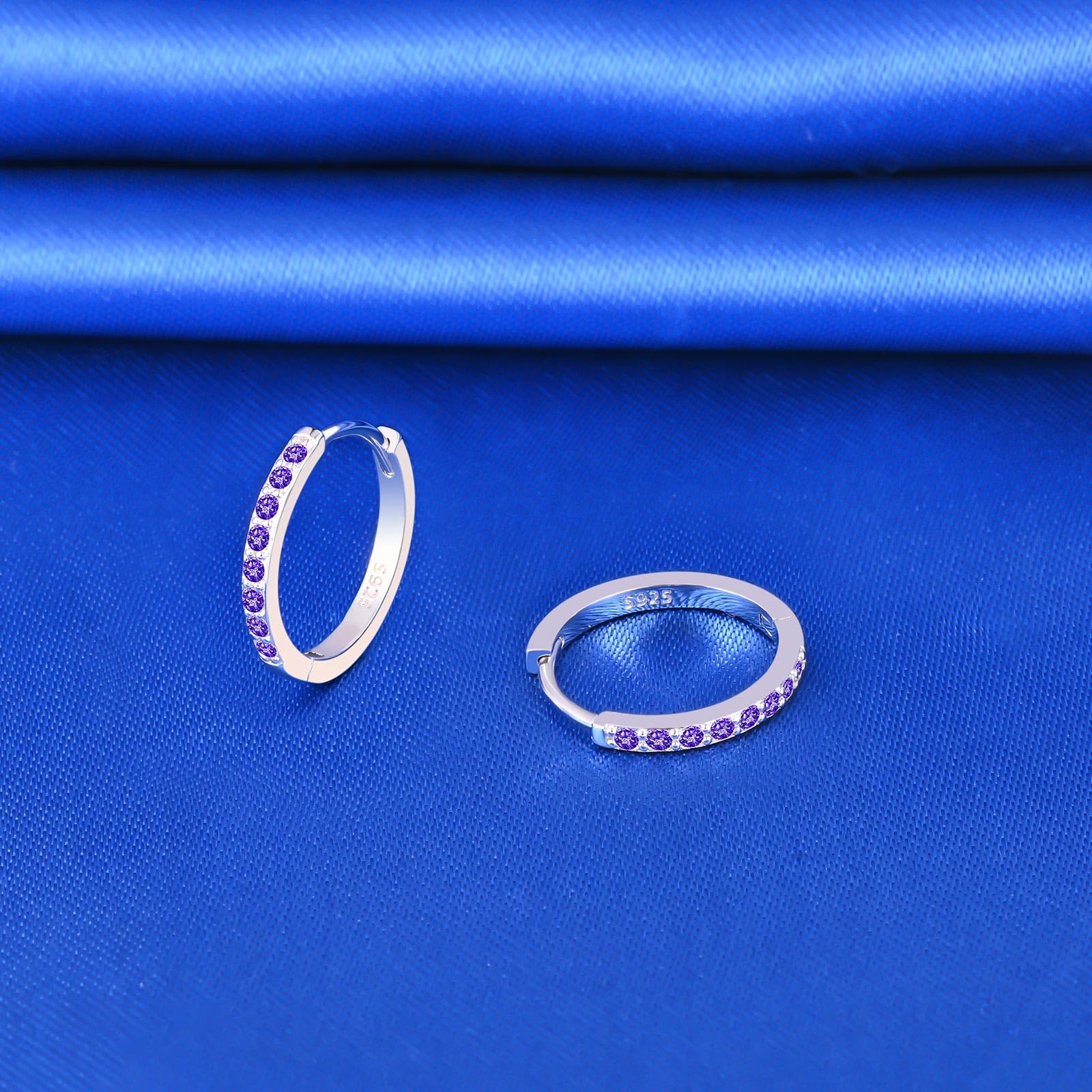 CPSLOVE Orecchini Cerchio da Donna Ragazze Eleganti Orecchini Cerchi con Zircone in Argento 925 Orecchini Creole de Diametro 1.4cm